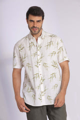 Short Sleeve Leaf Print Shirt