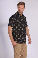 Navy Anchor-Print Short Sleeved Shirt