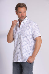 Blue Floral Short Sleeve Shirt