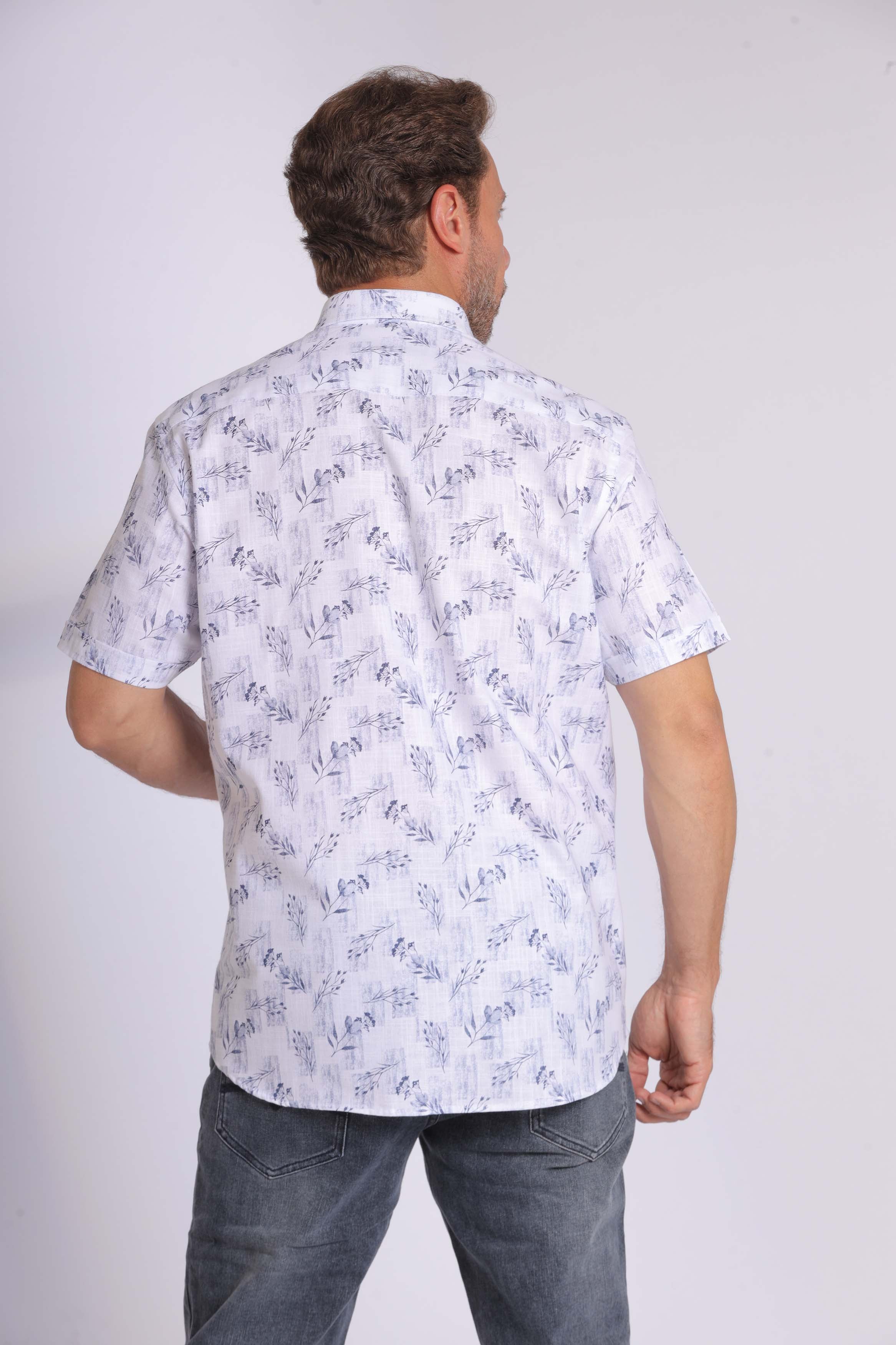 Blue Floral Short Sleeve Shirt