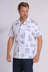 Blue Aztec Short Sleeve Shirt