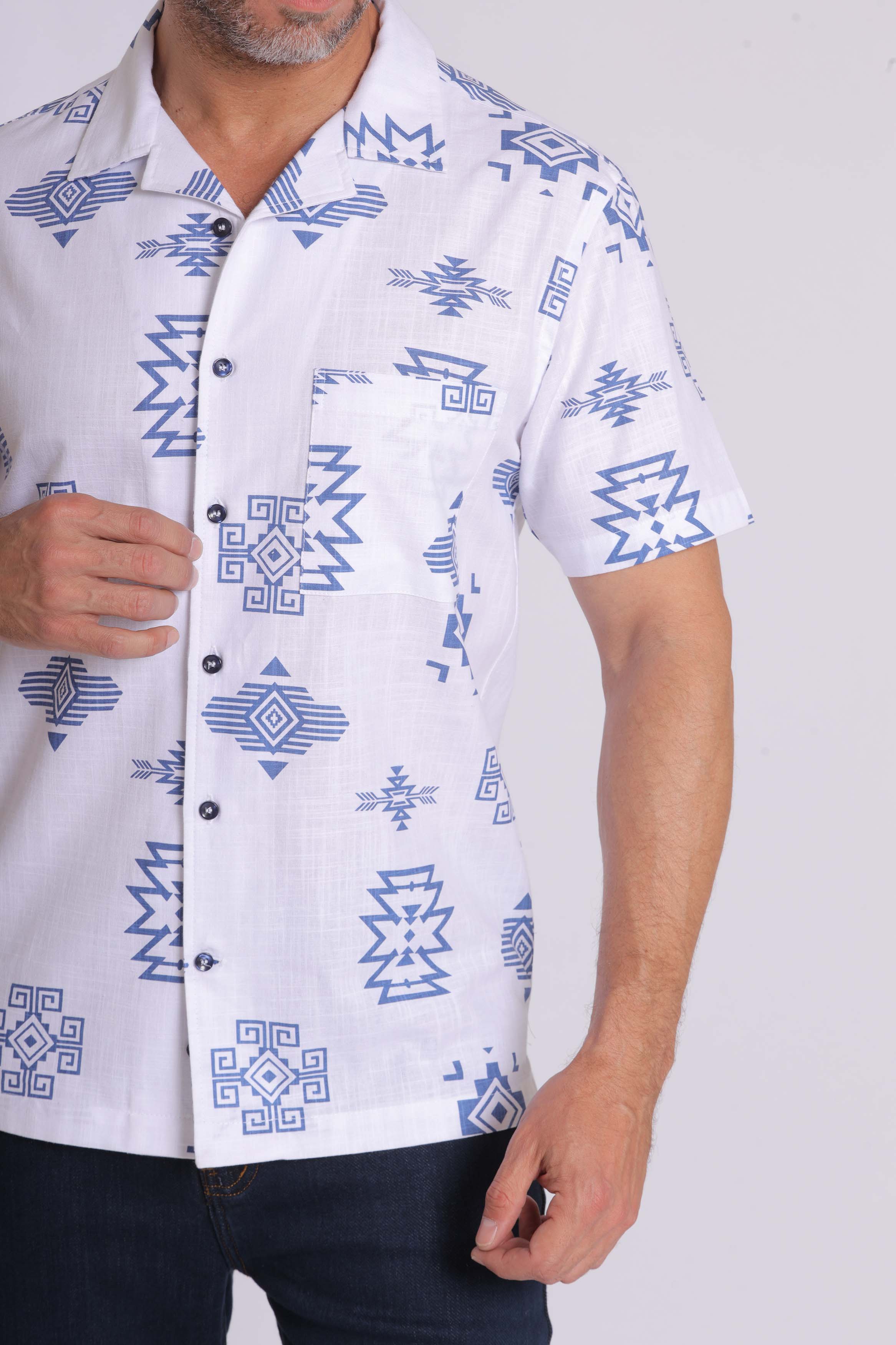 Blue Aztec Short Sleeve Shirt