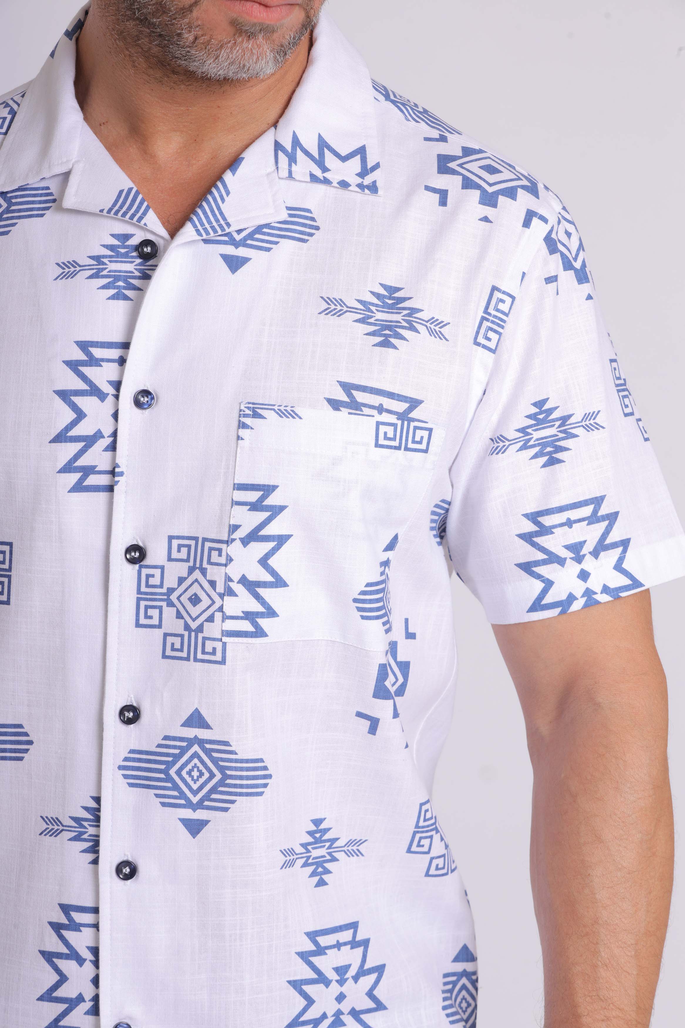 Blue Aztec Short Sleeve Shirt