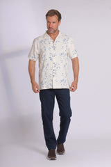 Cream Floral Short Sleeve Shirt