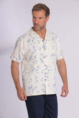 Cream Floral Short Sleeve Shirt