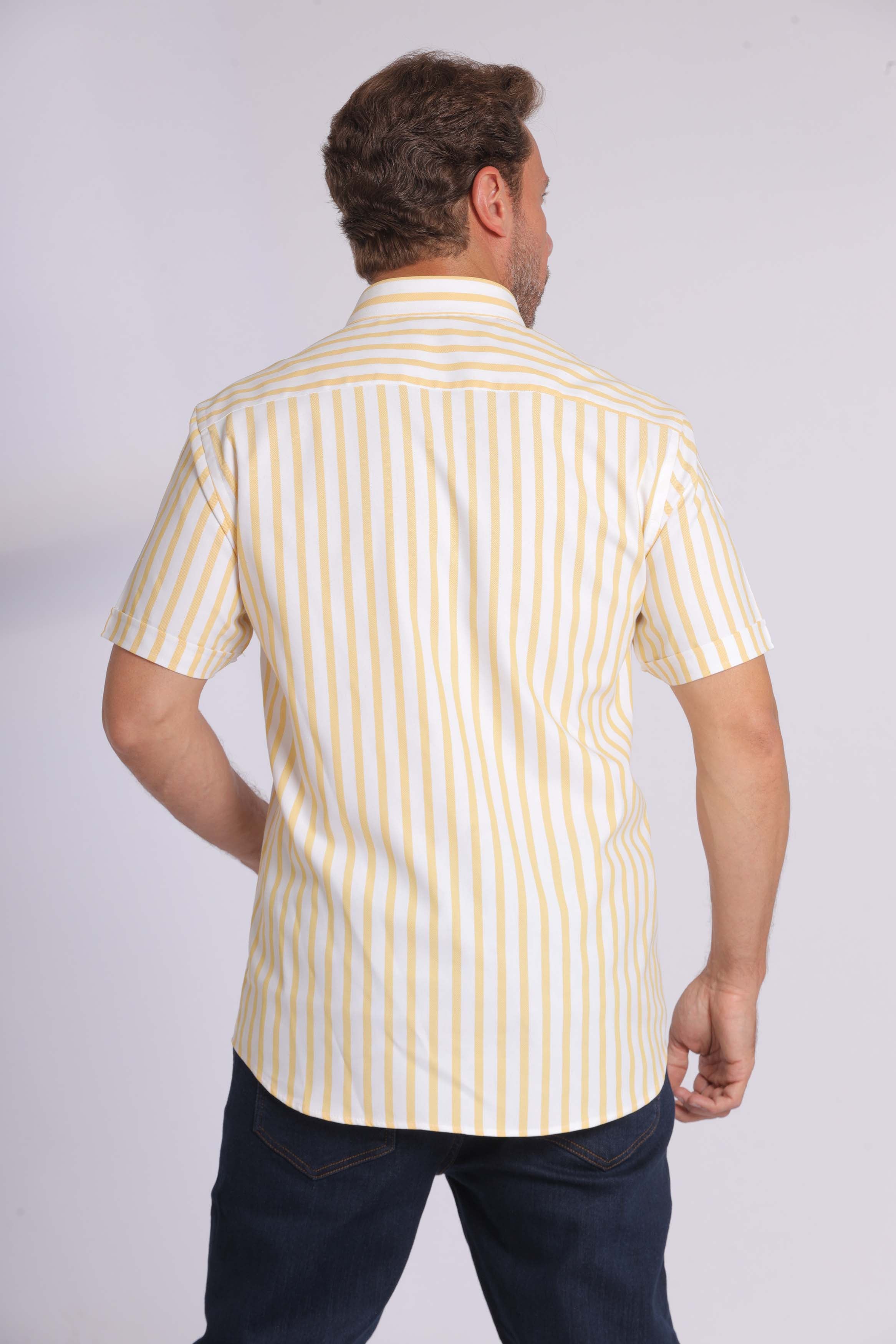 Yellow Striped Short Sleeved Shirt