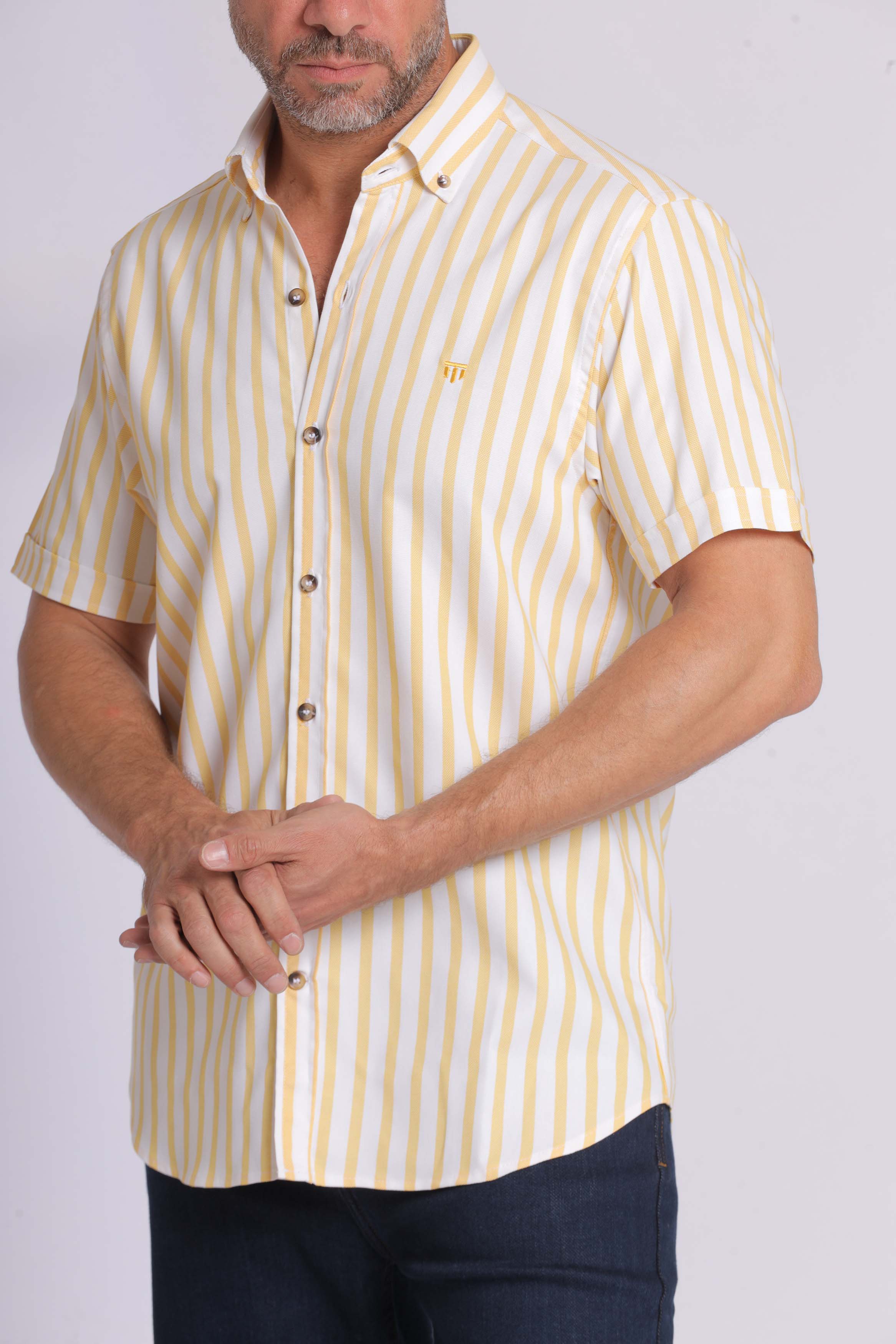 Yellow Striped Short Sleeved Shirt