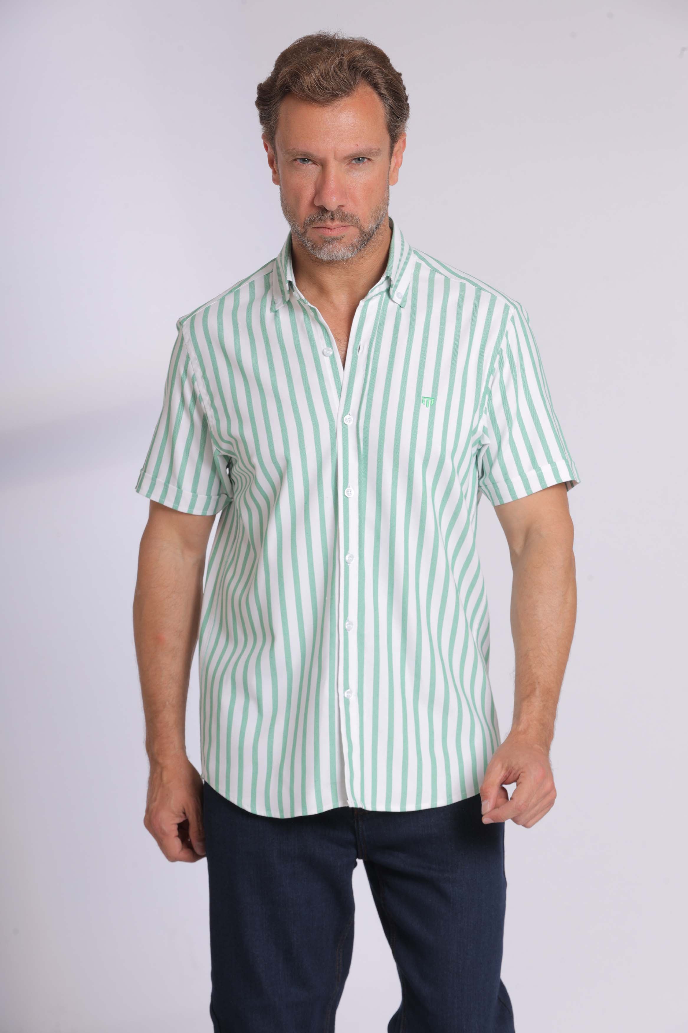 Yellow Striped Short Sleeved Shirt