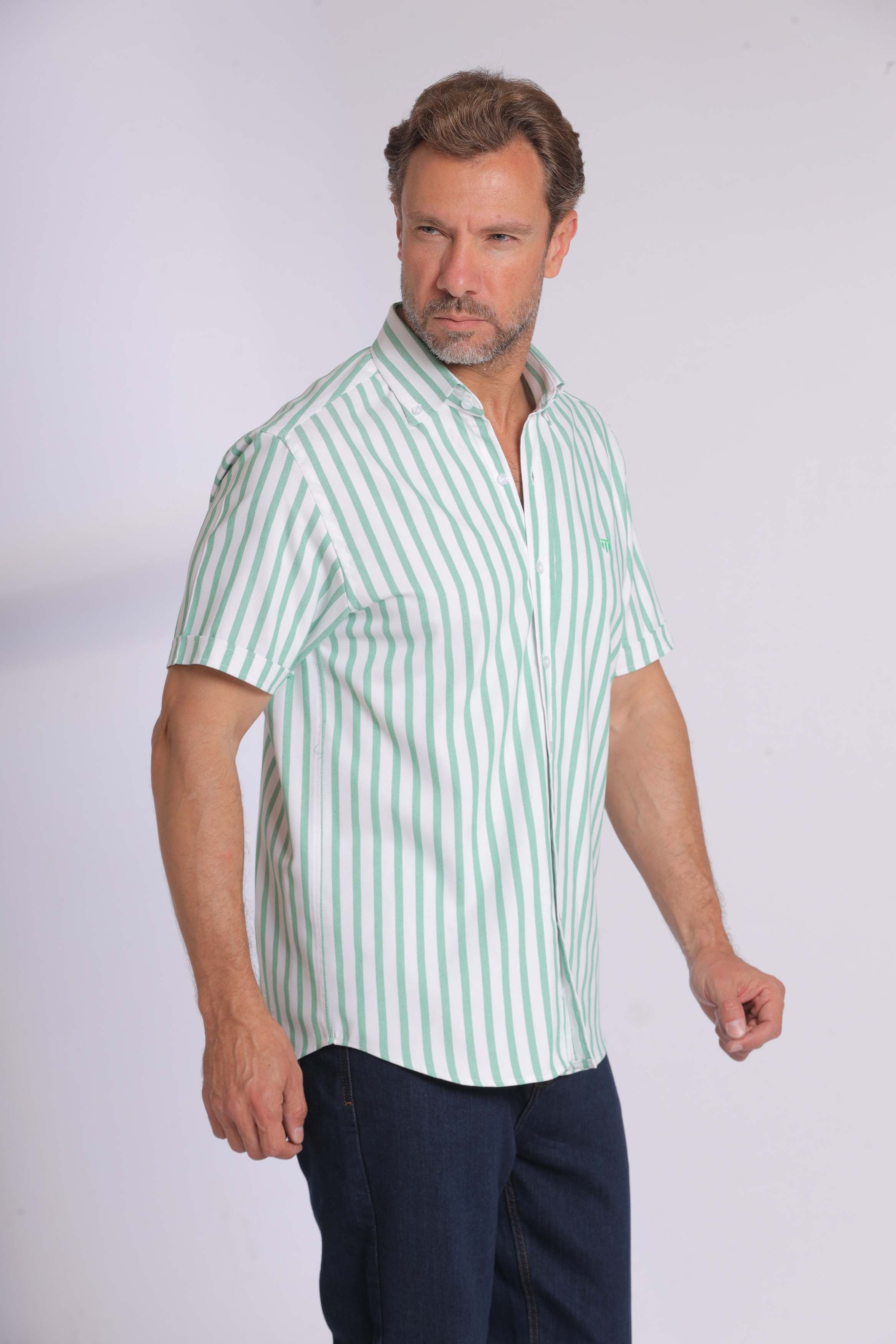 Yellow Striped Short Sleeved Shirt