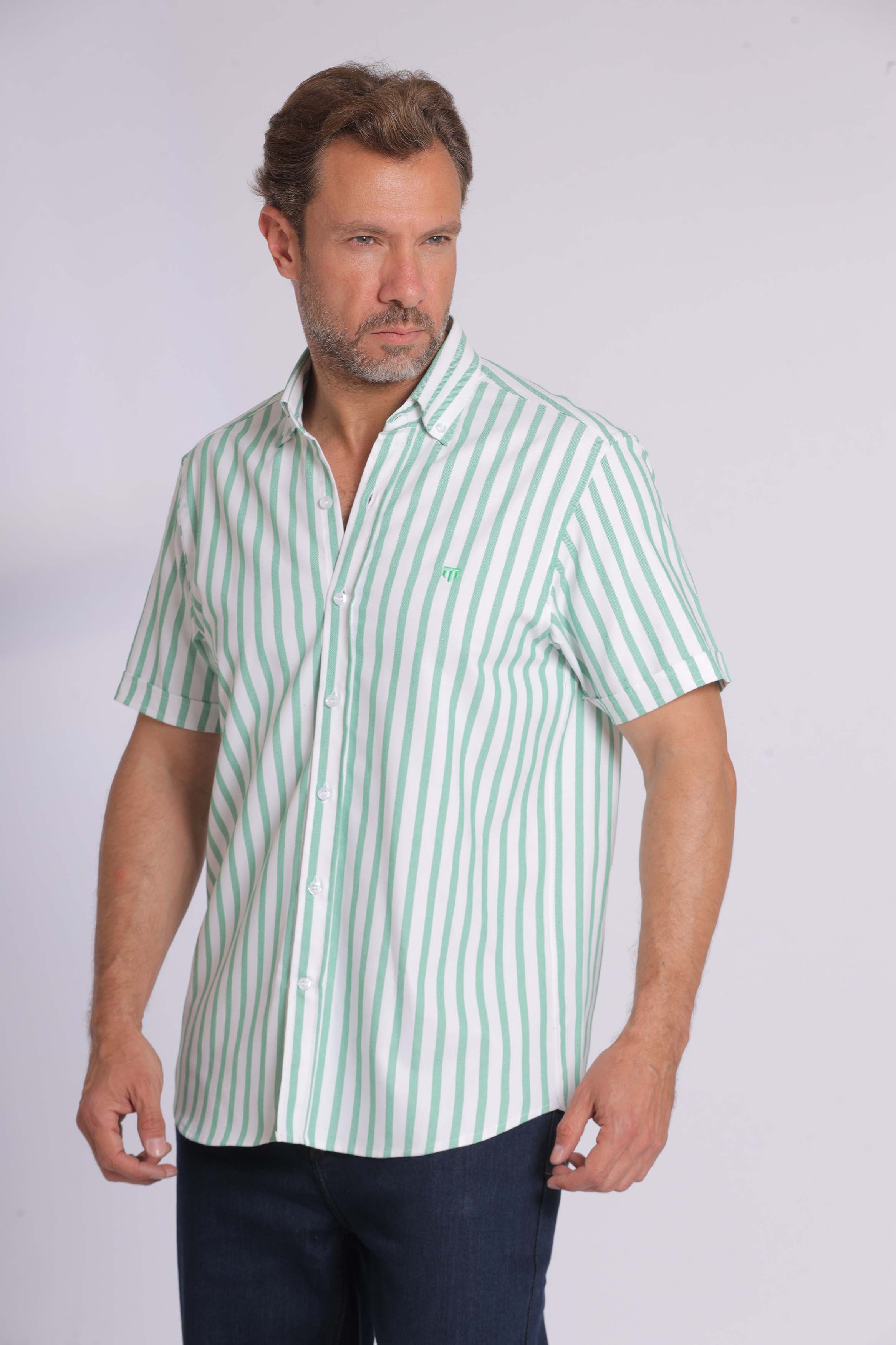 Yellow Striped Short Sleeved Shirt