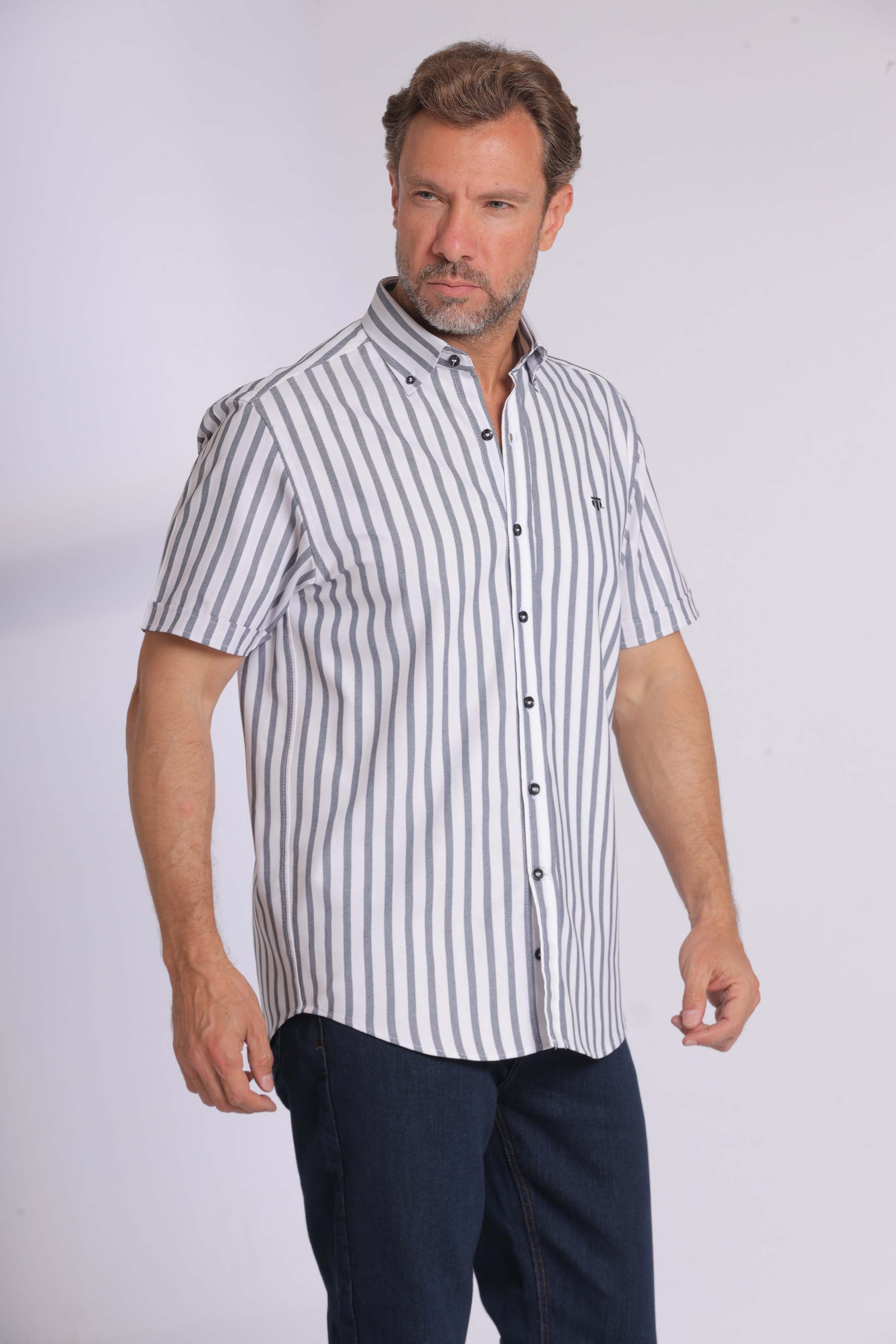 Yellow Striped Short Sleeved Shirt