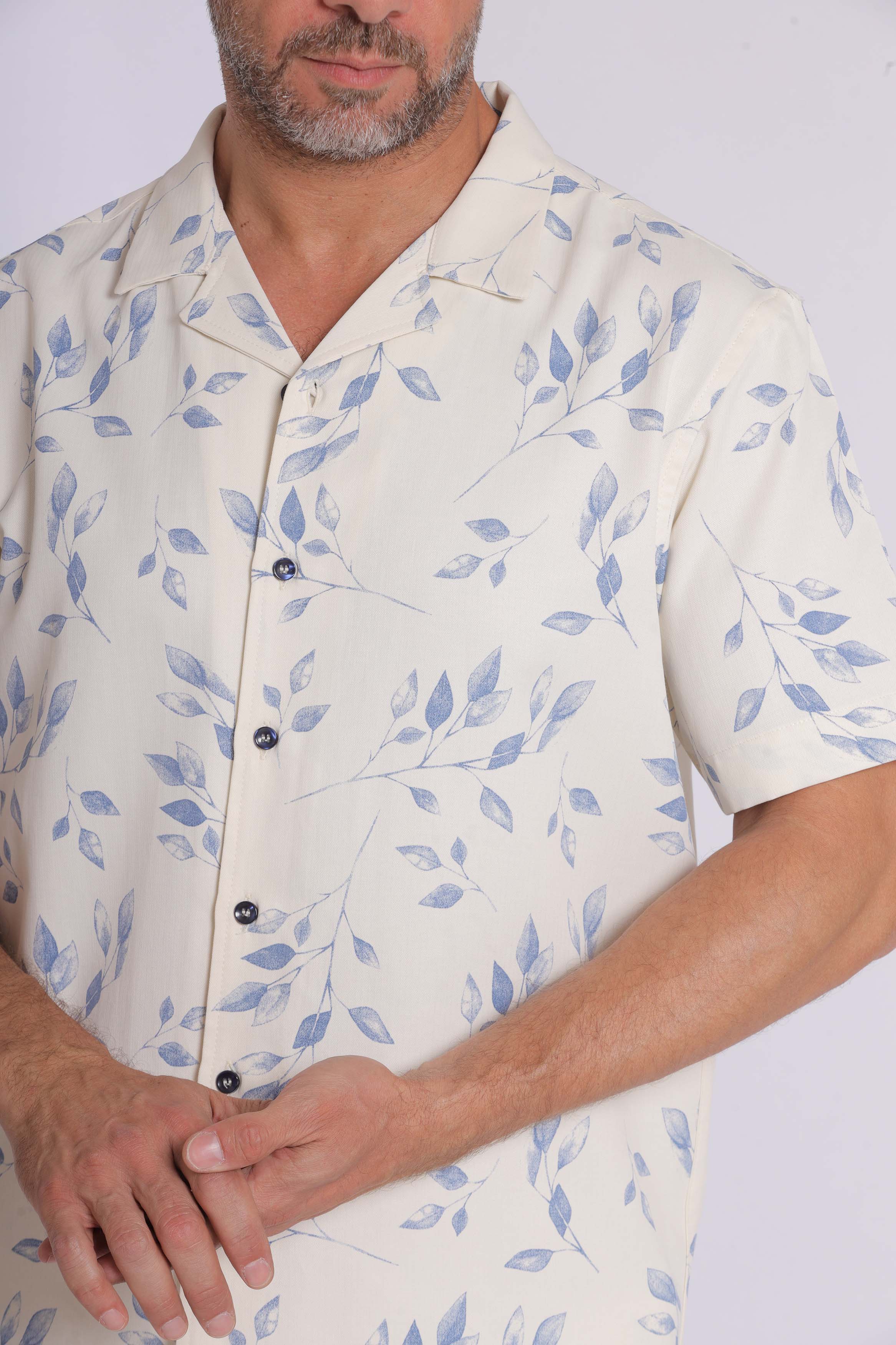 Floral Print Short Sleeve Shirt With Short