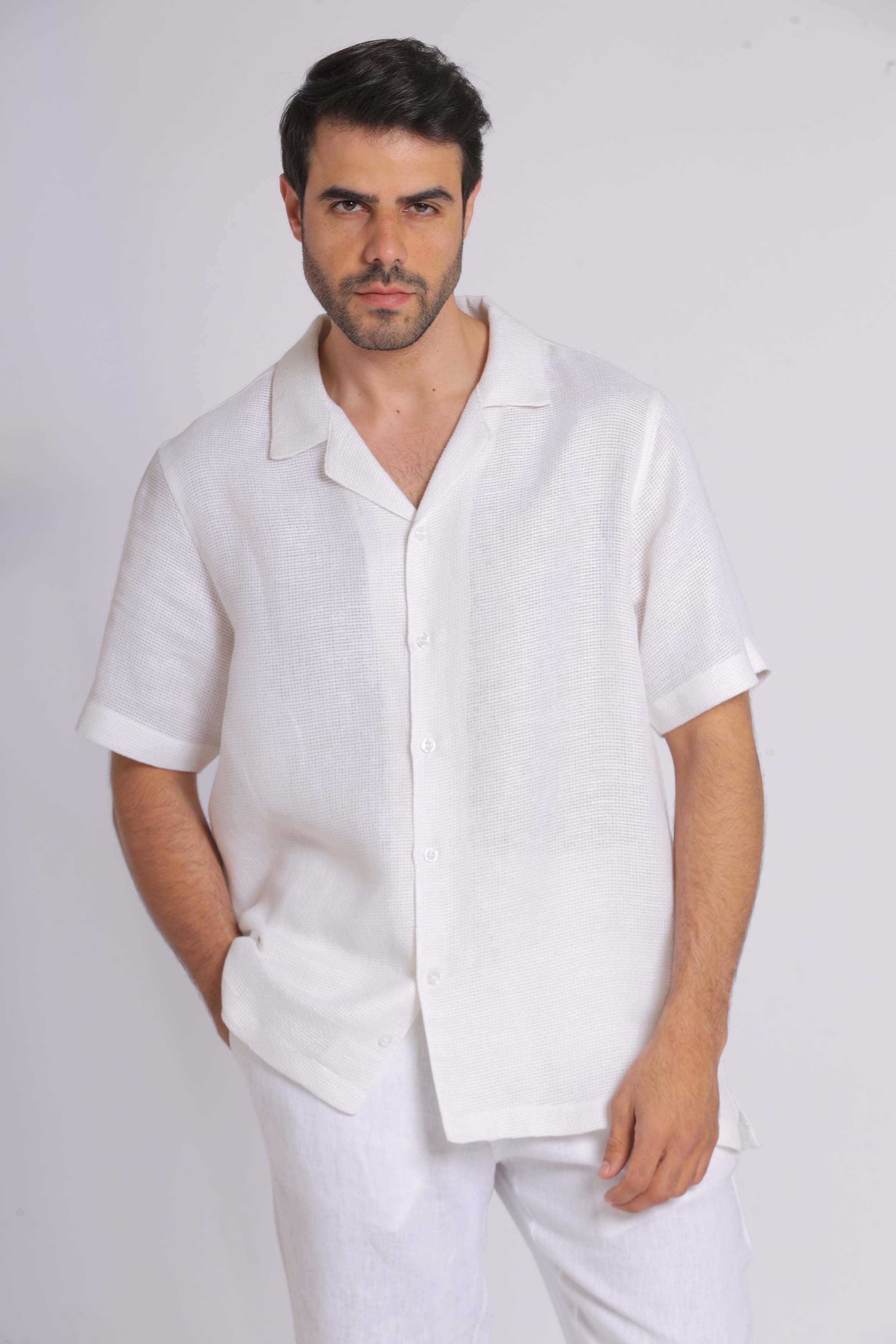 Linen Oversized Short Sleeved Shirt