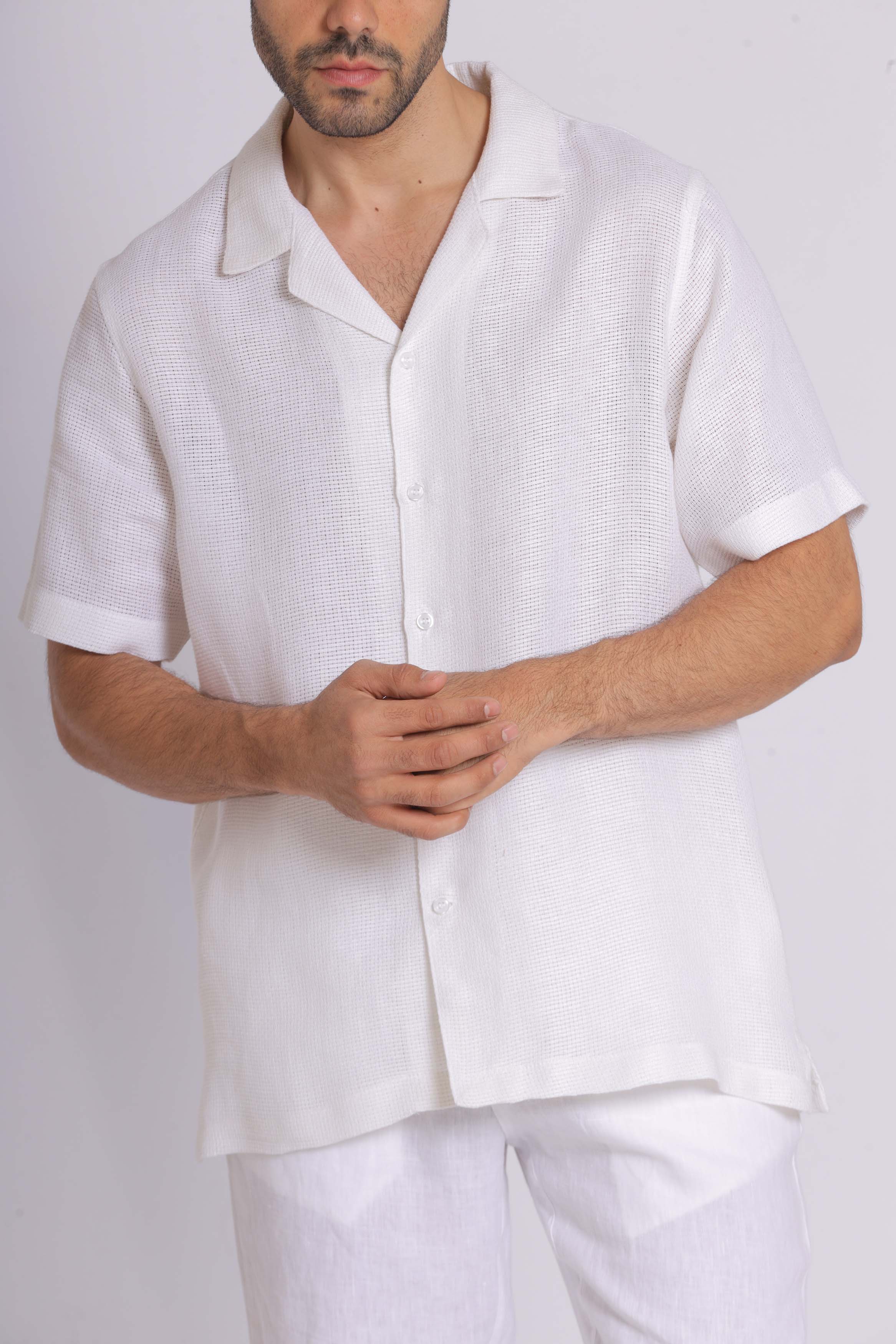 Linen Oversized Short Sleeved Shirt