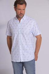 Blue Tree Print Short Sleeve Shirt