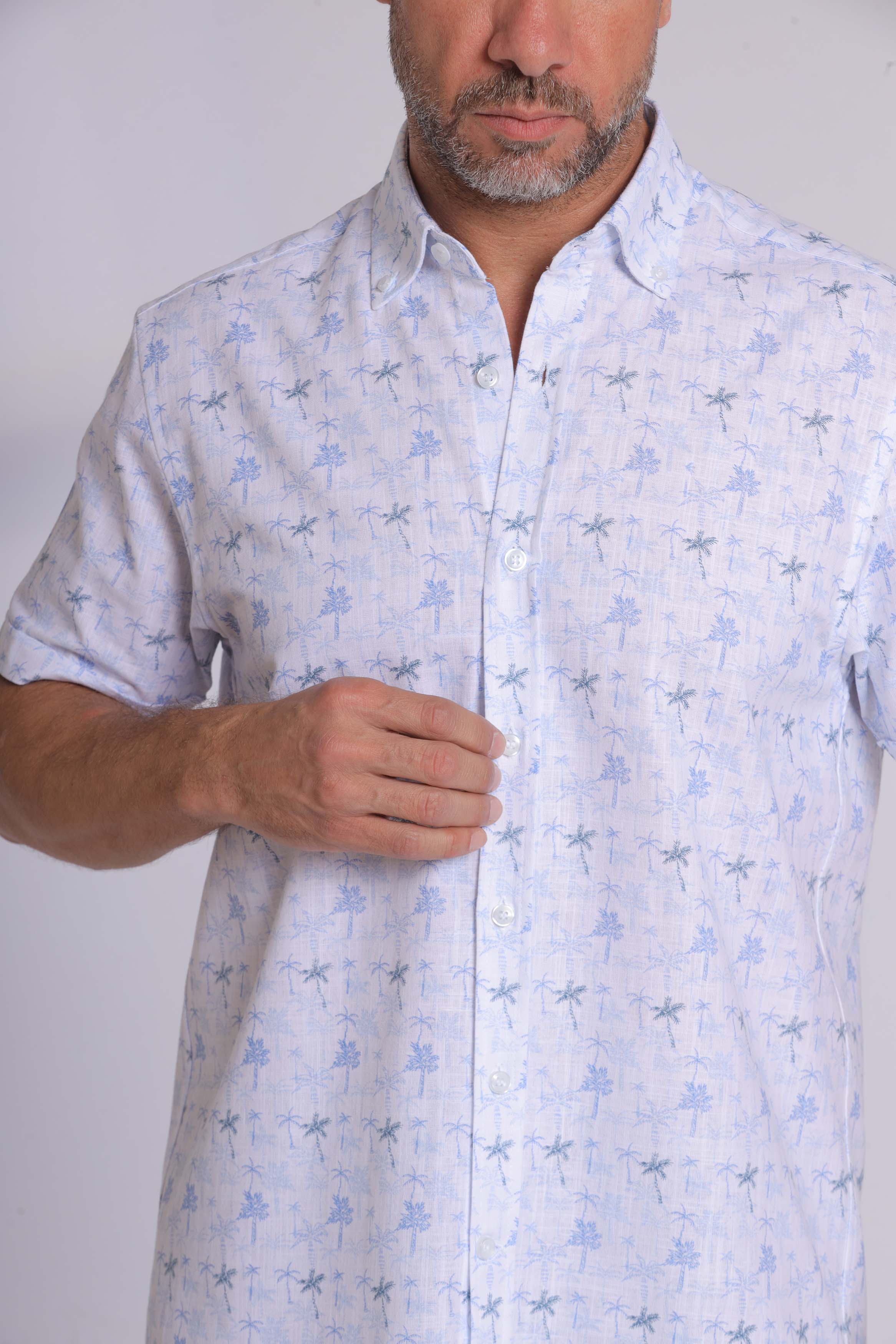 Blue Tree Print Short Sleeve Shirt