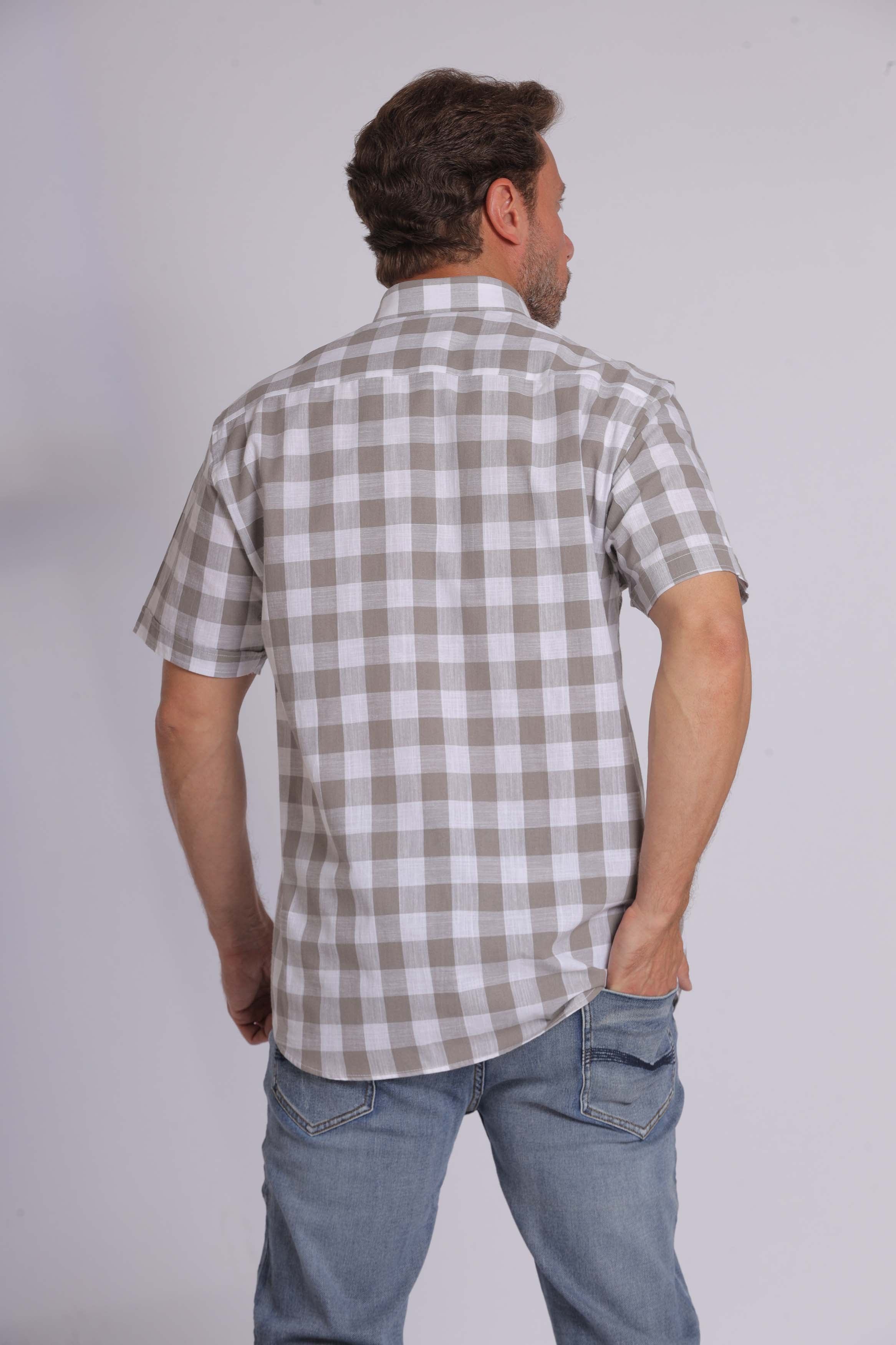 Gingham Print Short Sleeved Shirt