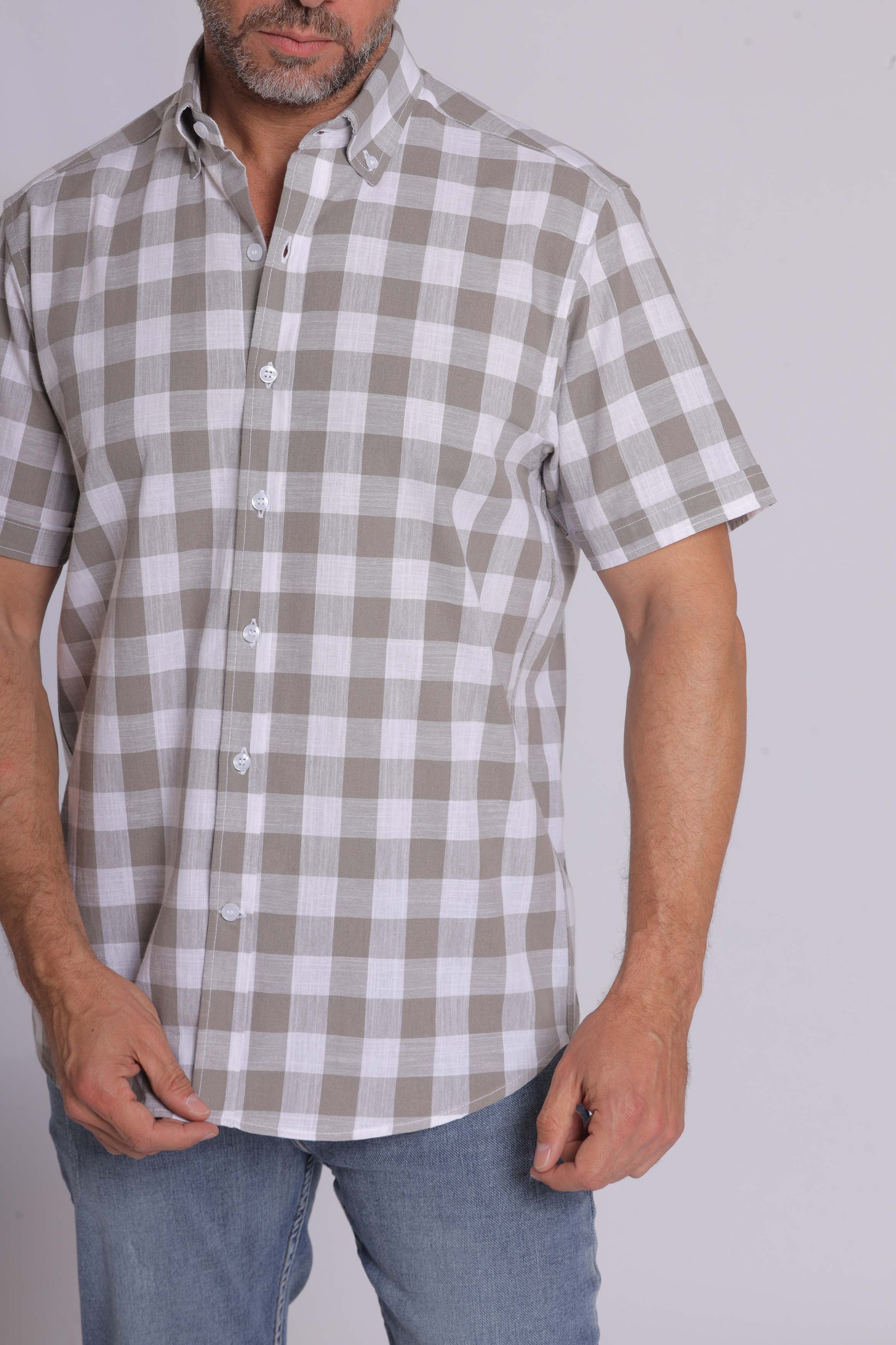 Gingham Print Short Sleeved Shirt