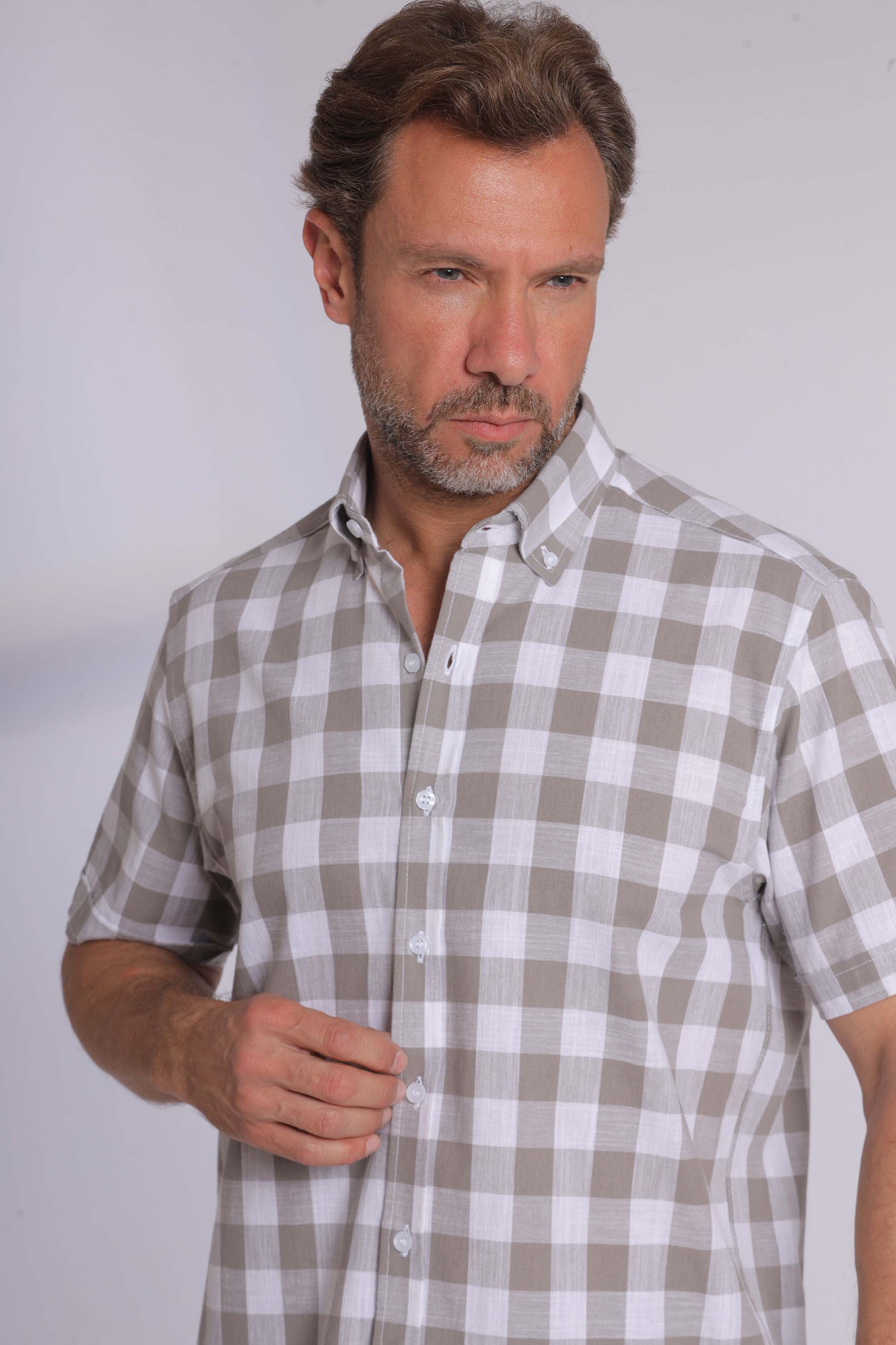 Gingham Print Short Sleeved Shirt