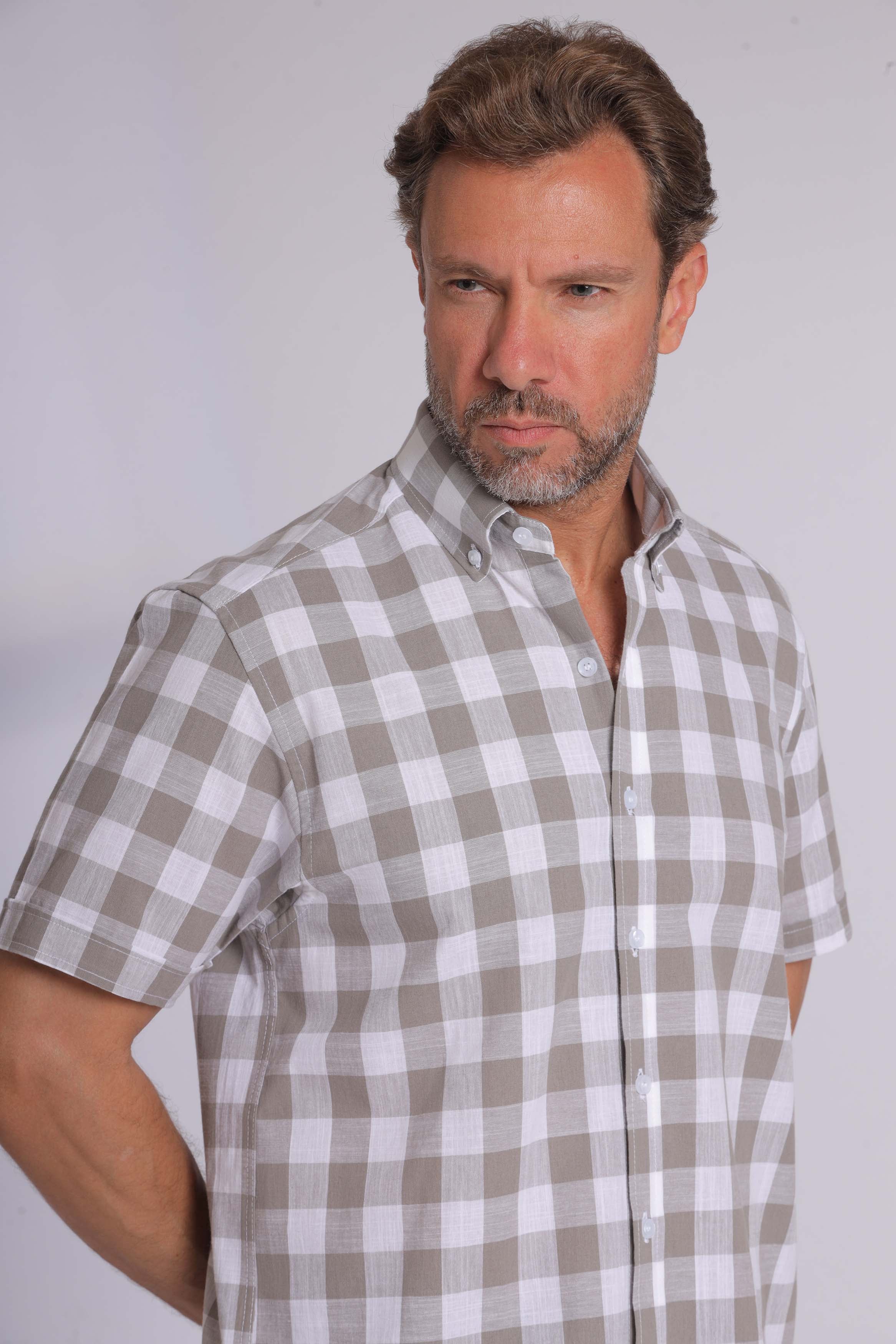 Gingham Print Short Sleeved Shirt