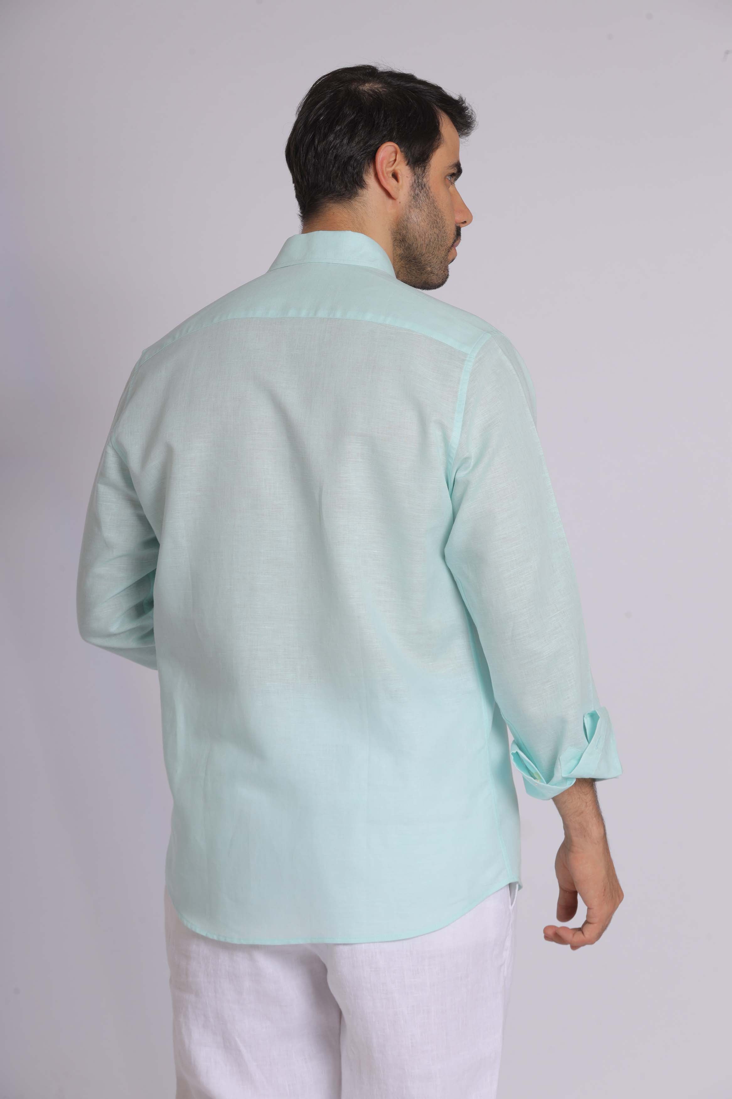 Mint Linen Long Sleeve Shirt