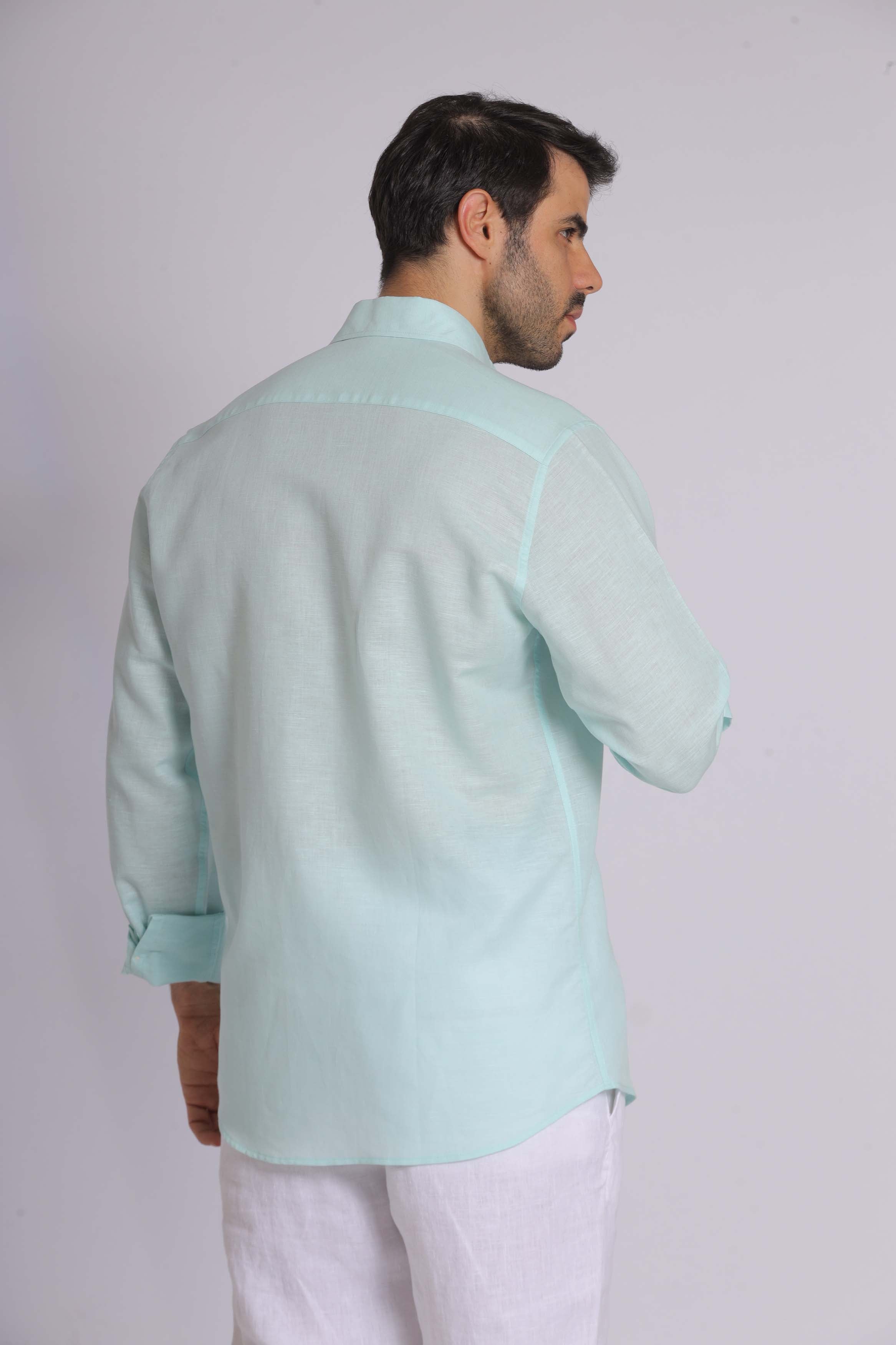 Mint Linen Long Sleeve Shirt