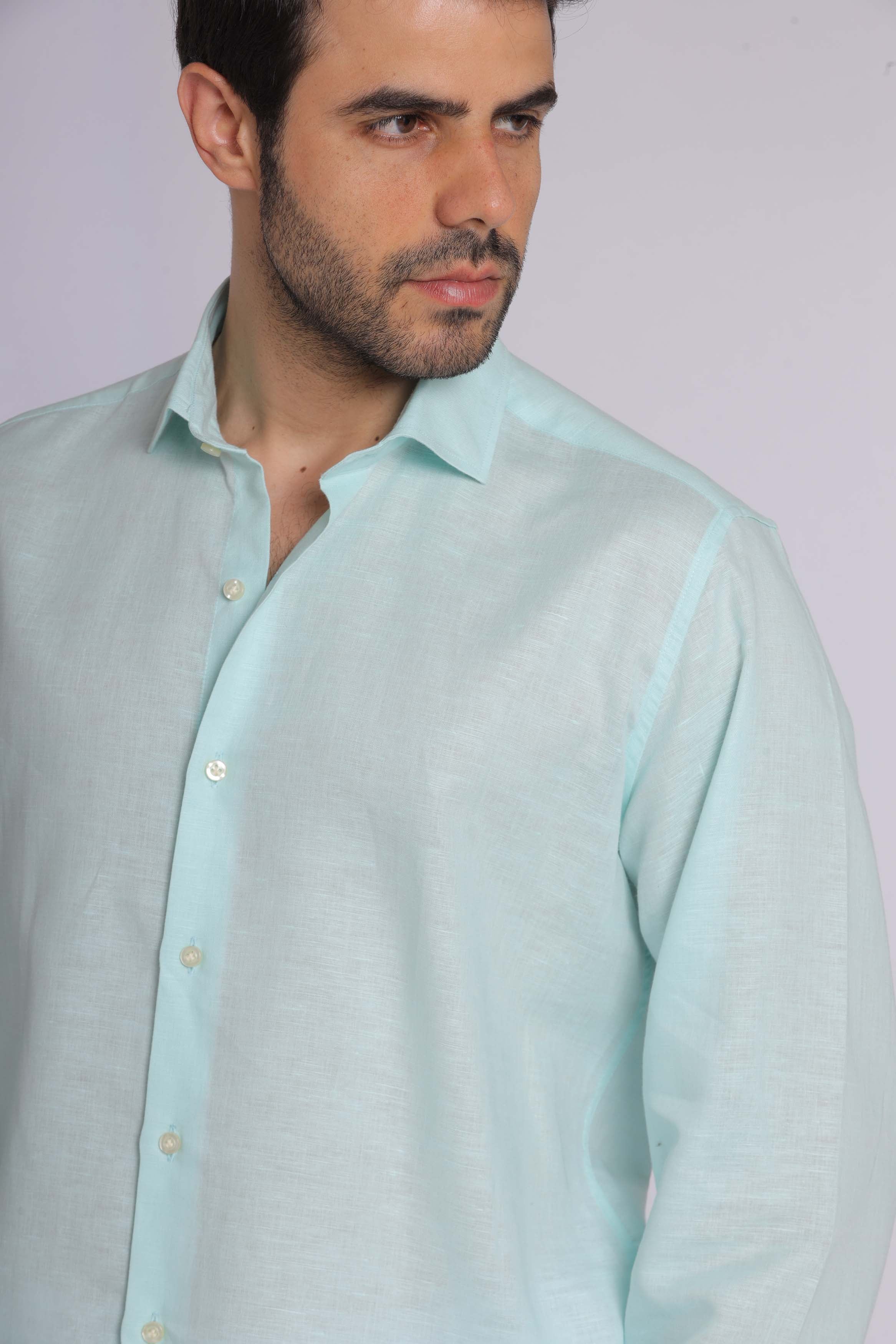 Mint Linen Long Sleeve Shirt