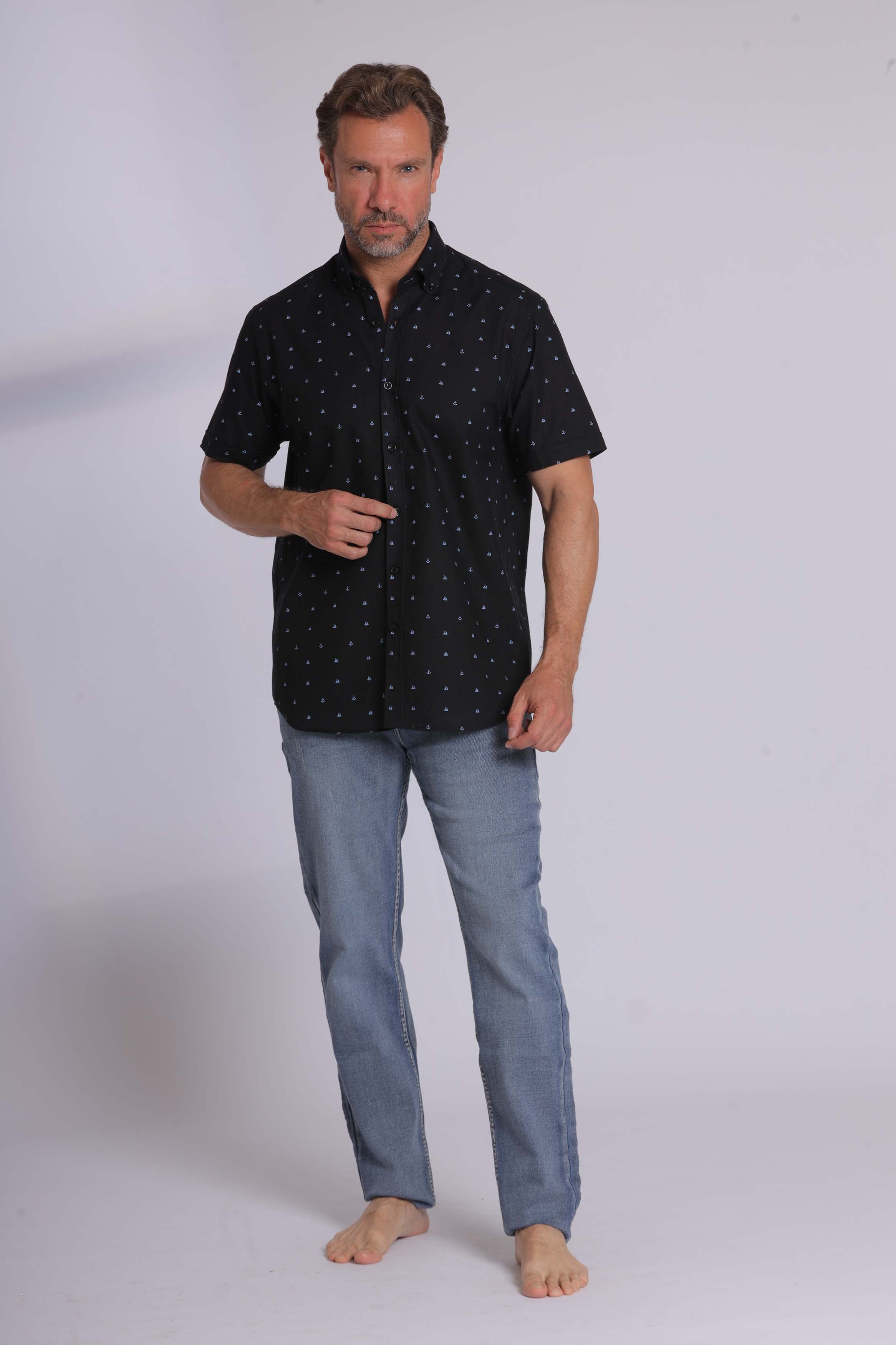 Sailor Print Short Sleeve Shirt