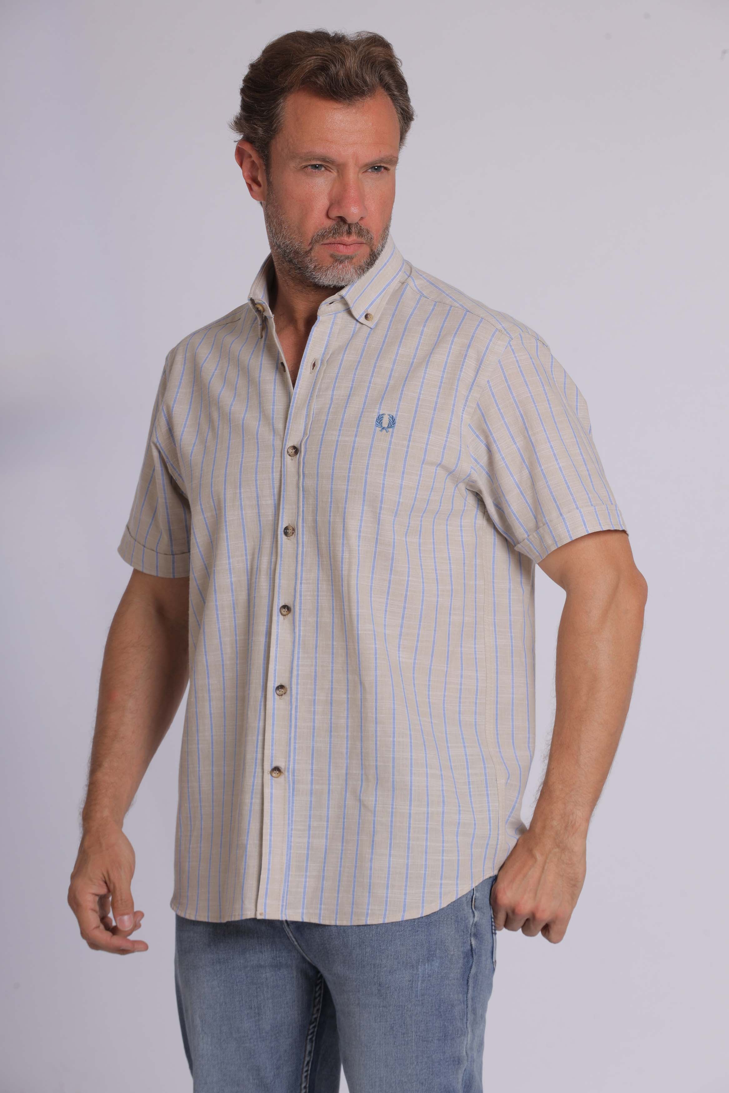 Blue Striped Linen Shirt