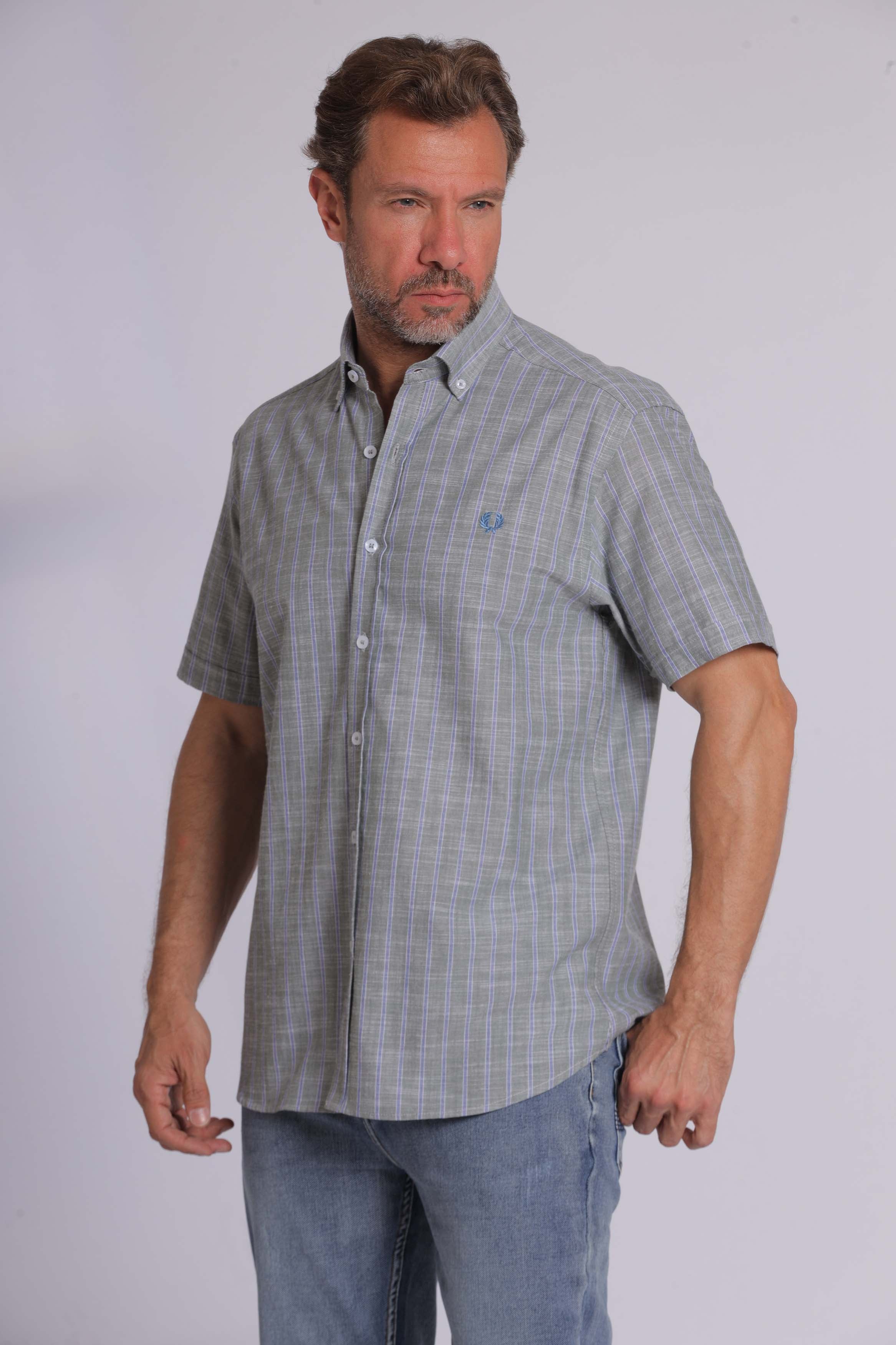 Blue Striped Linen Shirt