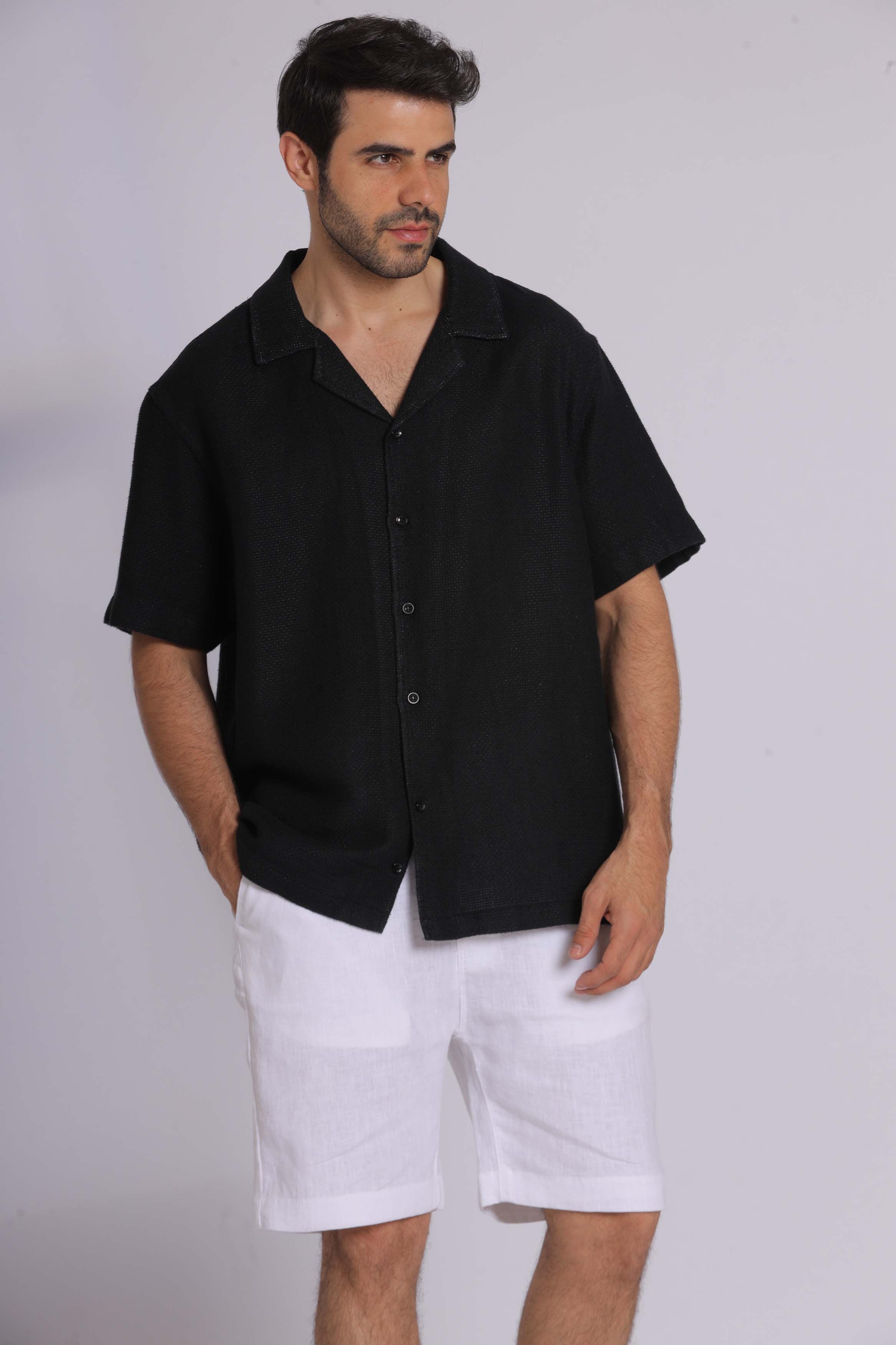 Linen Blend Short Sleeve Shirt