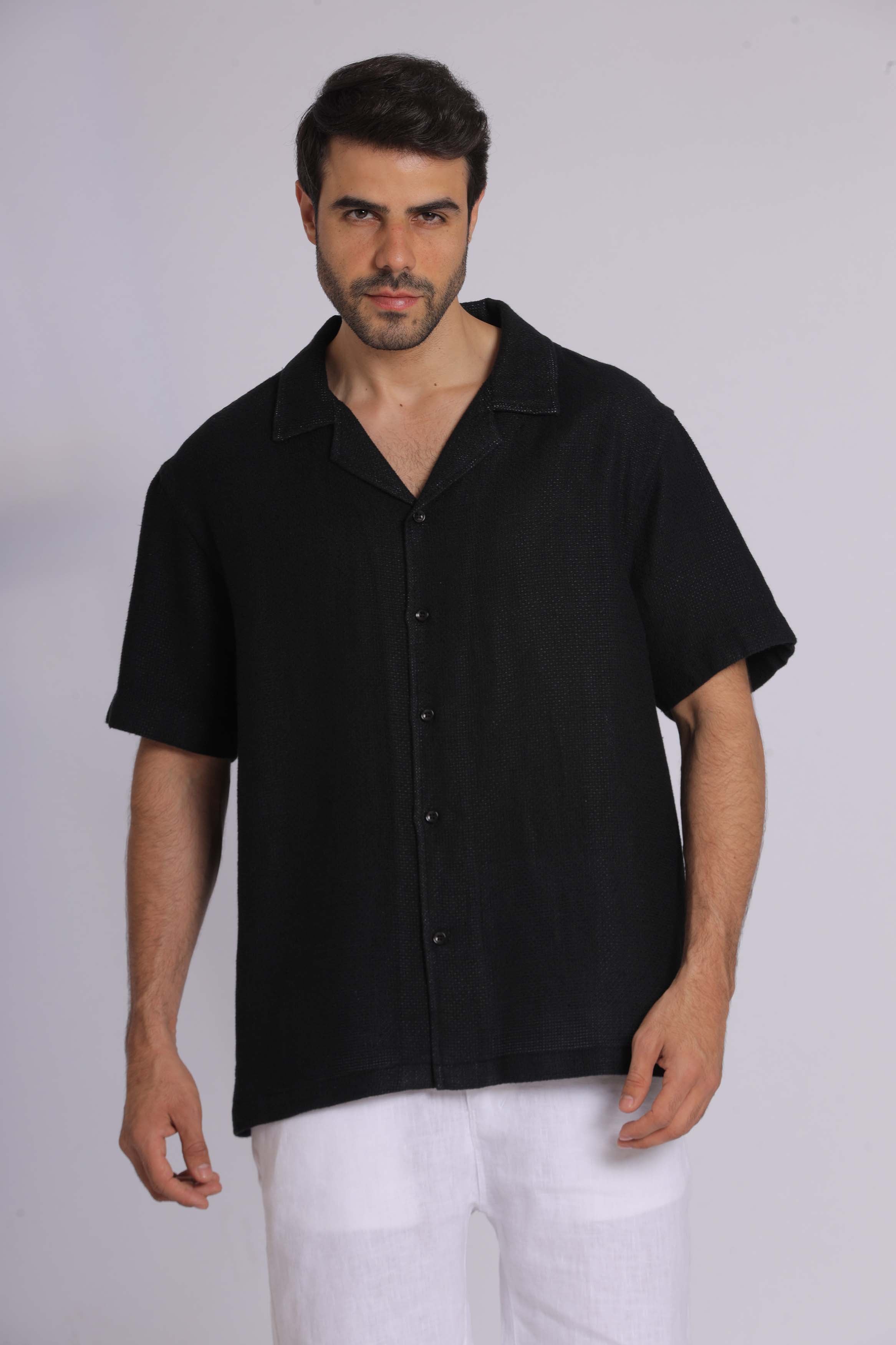 Linen Blend Short Sleeve Shirt