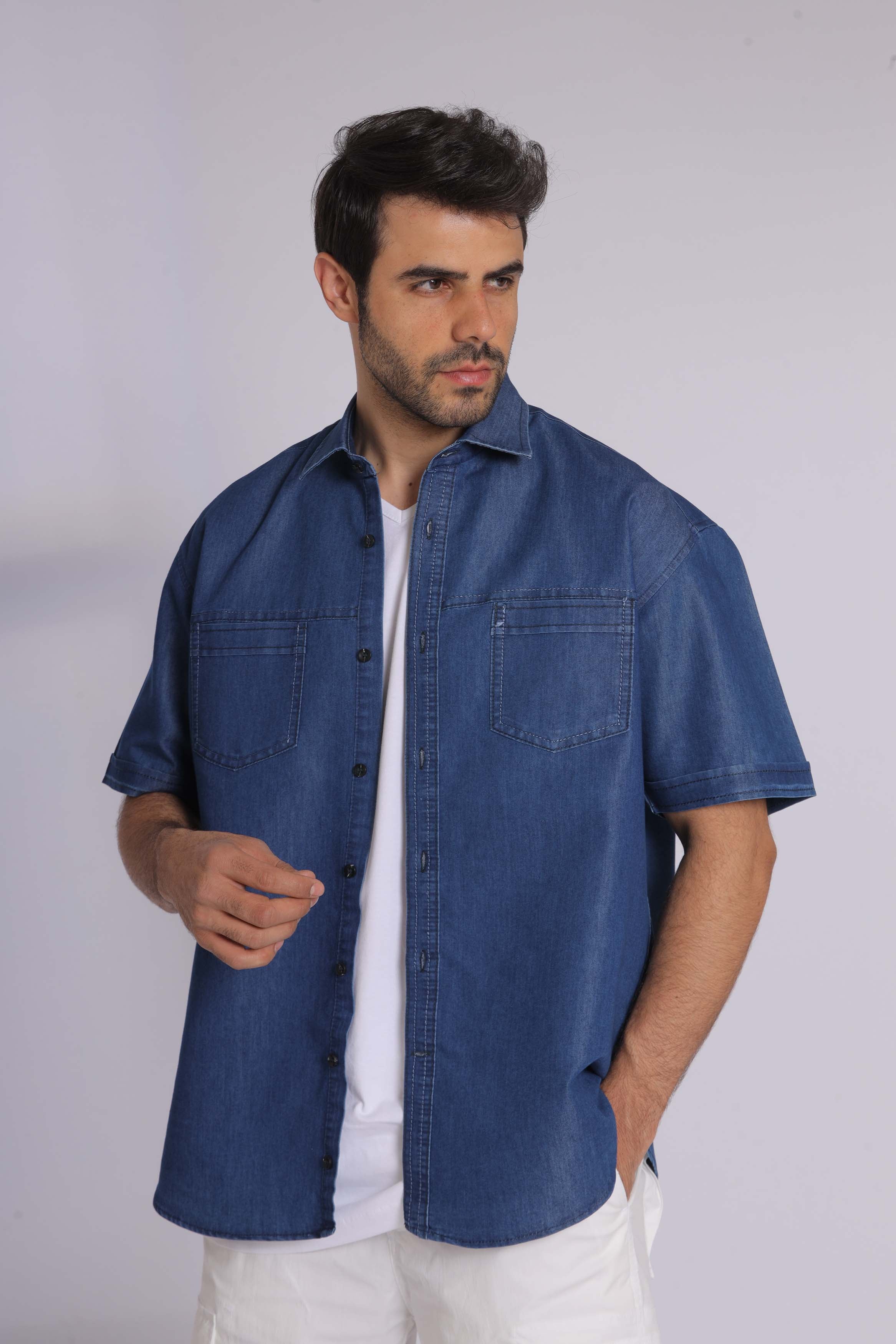 Dark Denim Short Sleeve Shirt