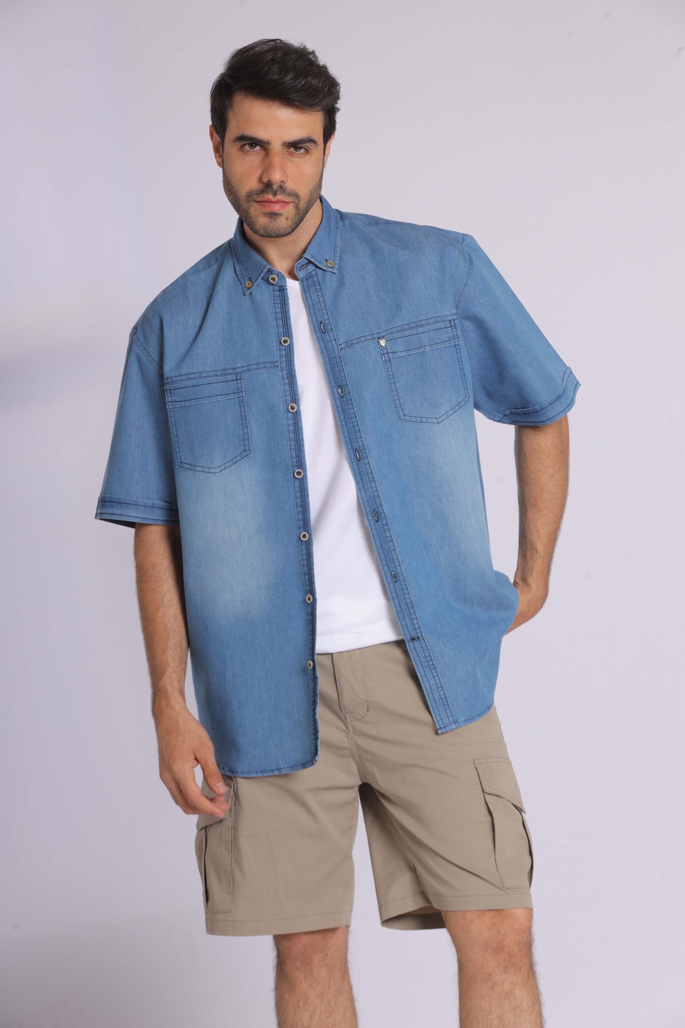 Faded Denim Long Sleeve Shirt