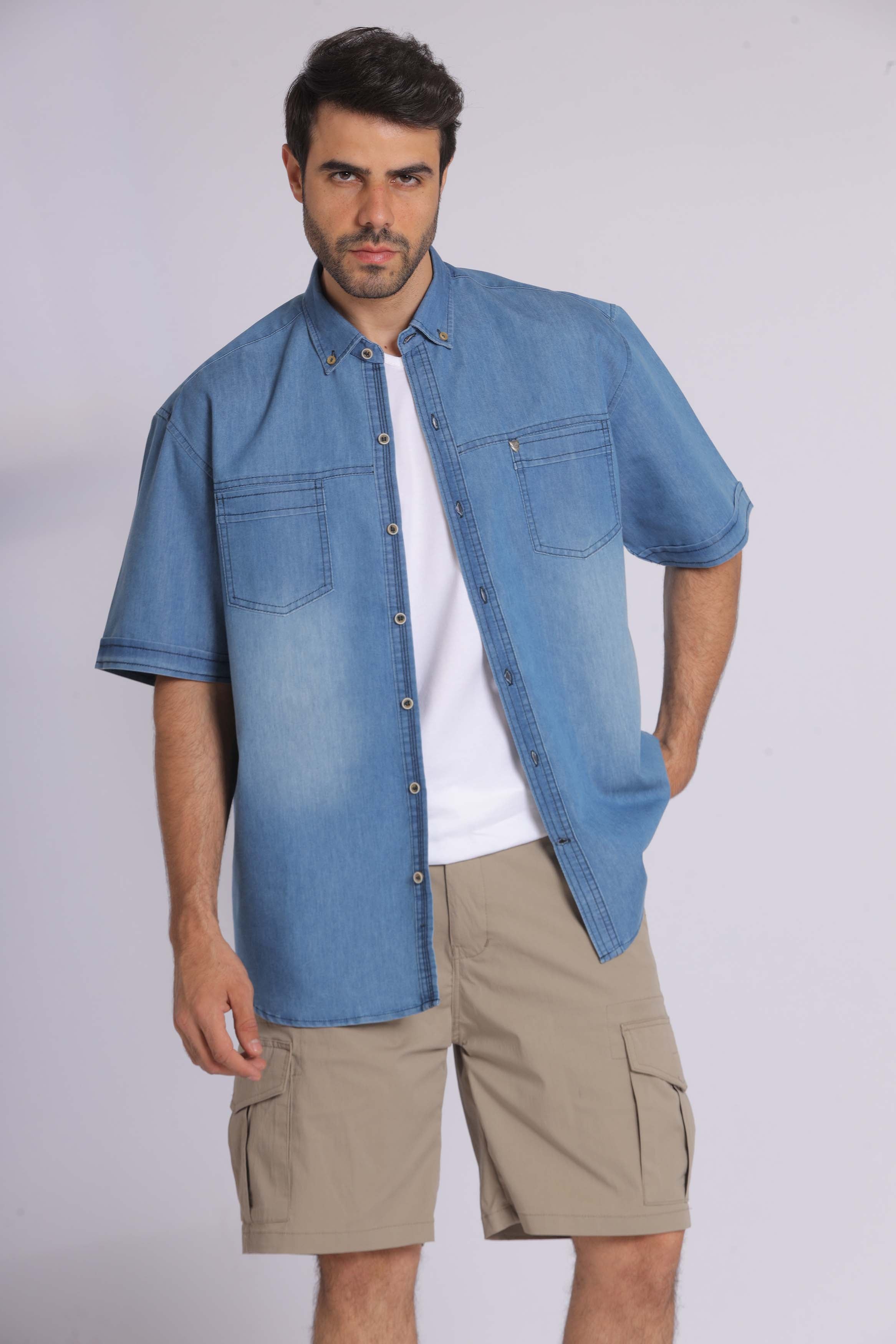 Faded Denim Long Sleeve Shirt