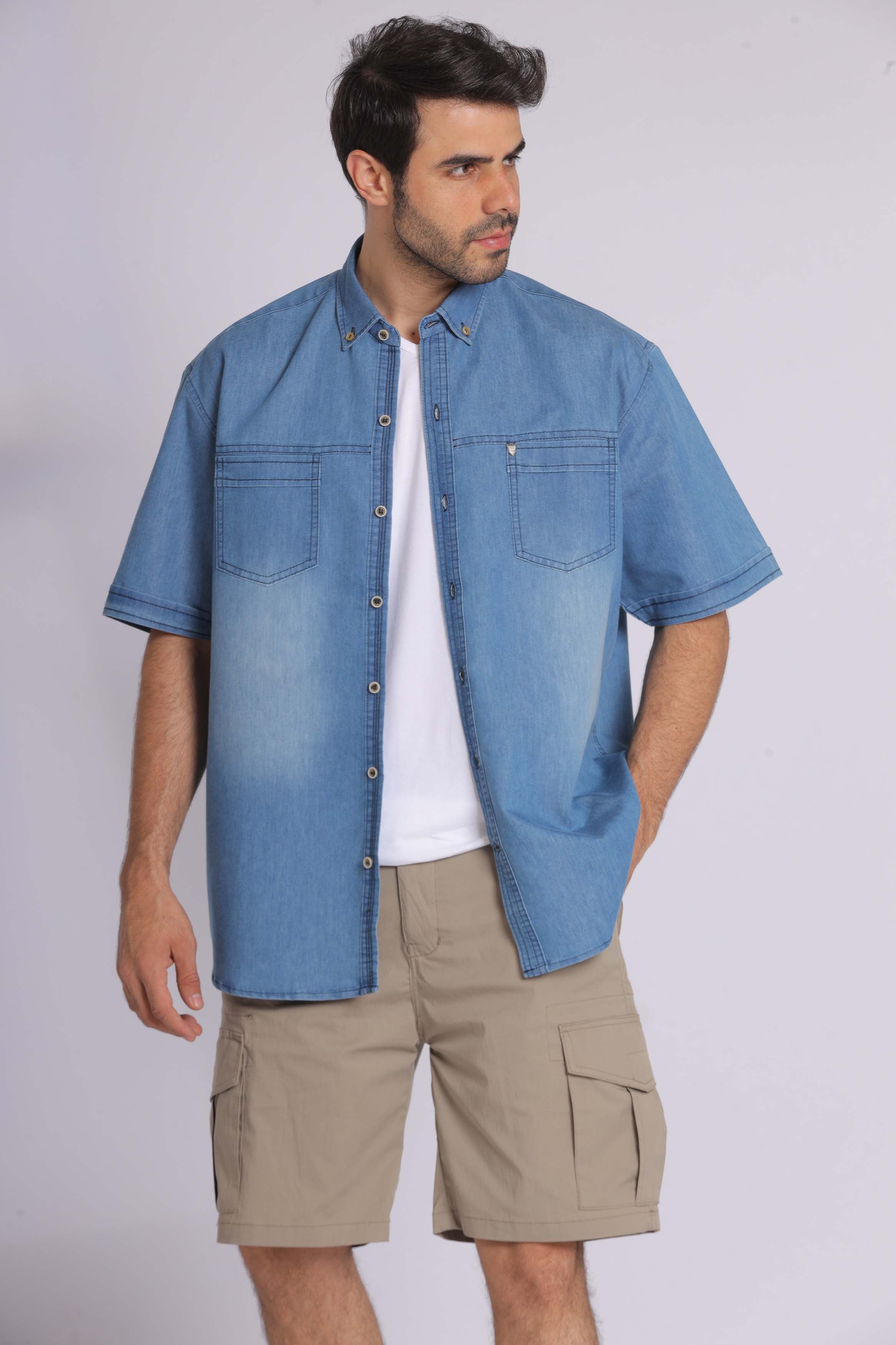 Faded Denim Long Sleeve Shirt