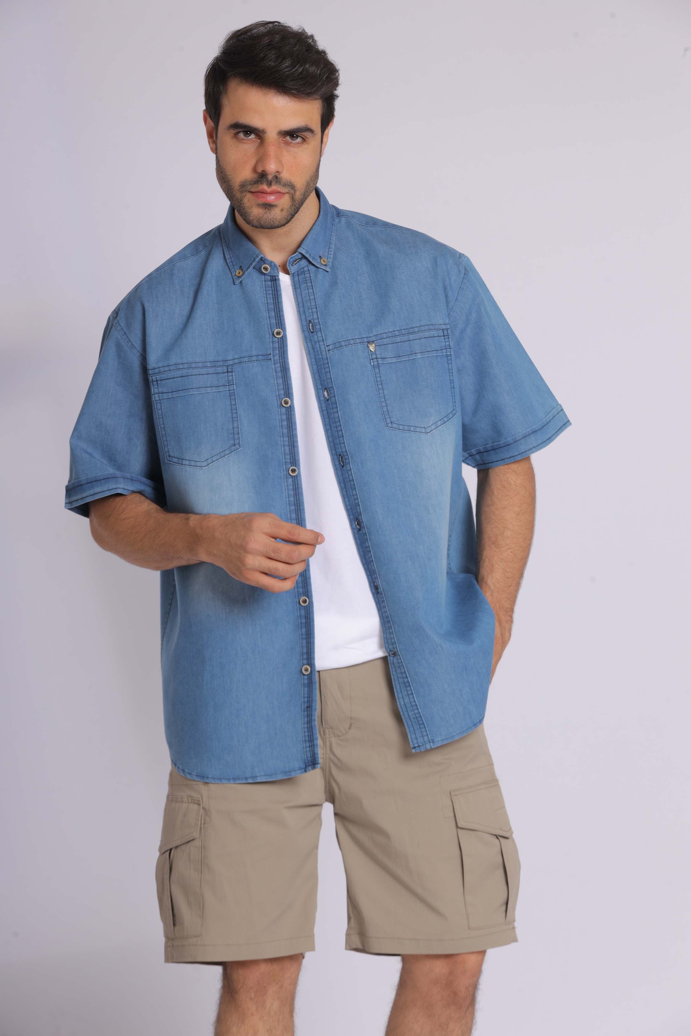 Faded Denim Long Sleeve Shirt