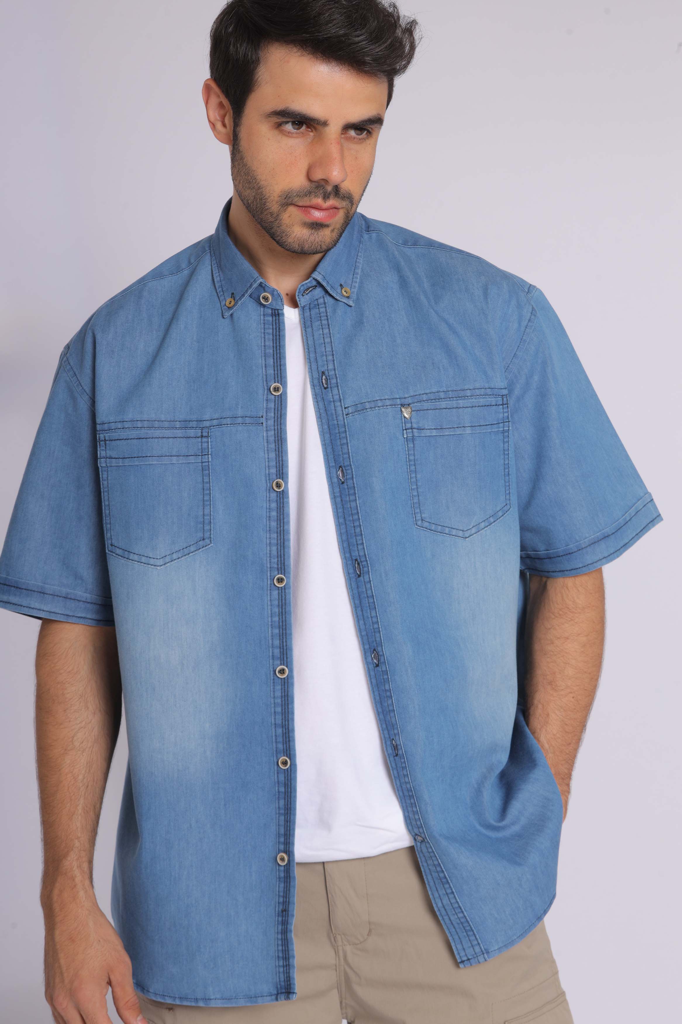 Faded Denim Long Sleeve Shirt