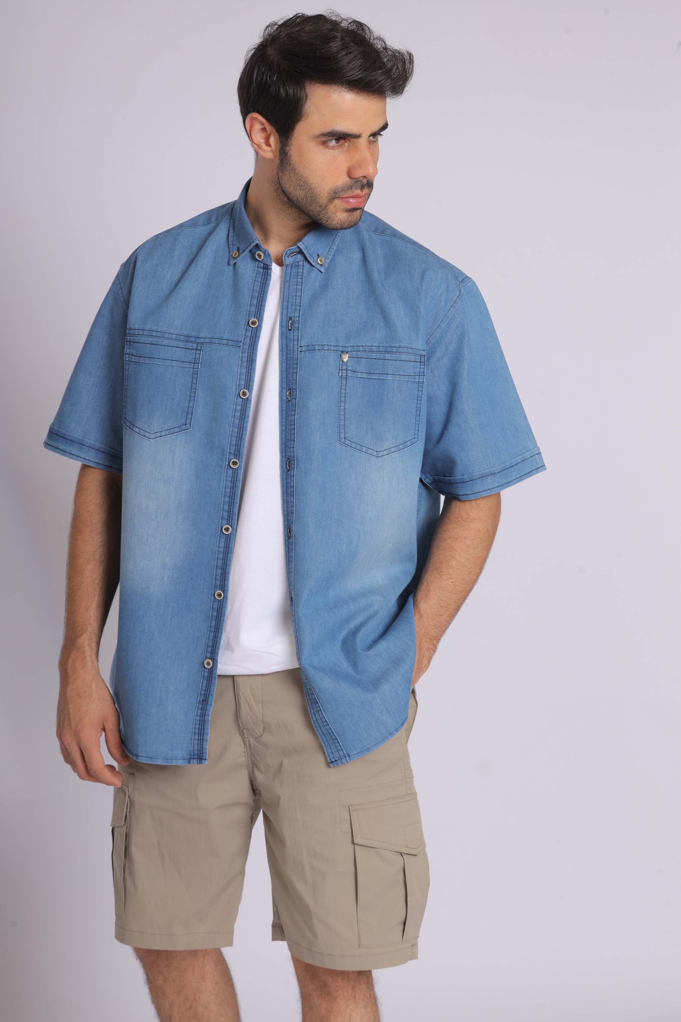 Faded Denim Long Sleeve Shirt