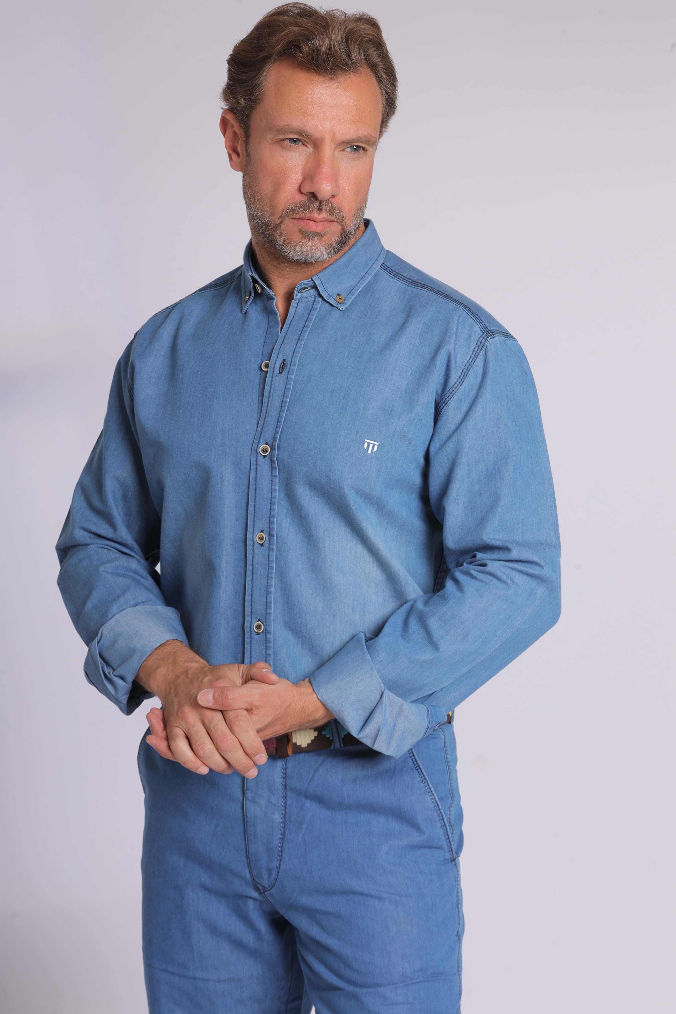 Washed Denim Long Sleeve Shirt