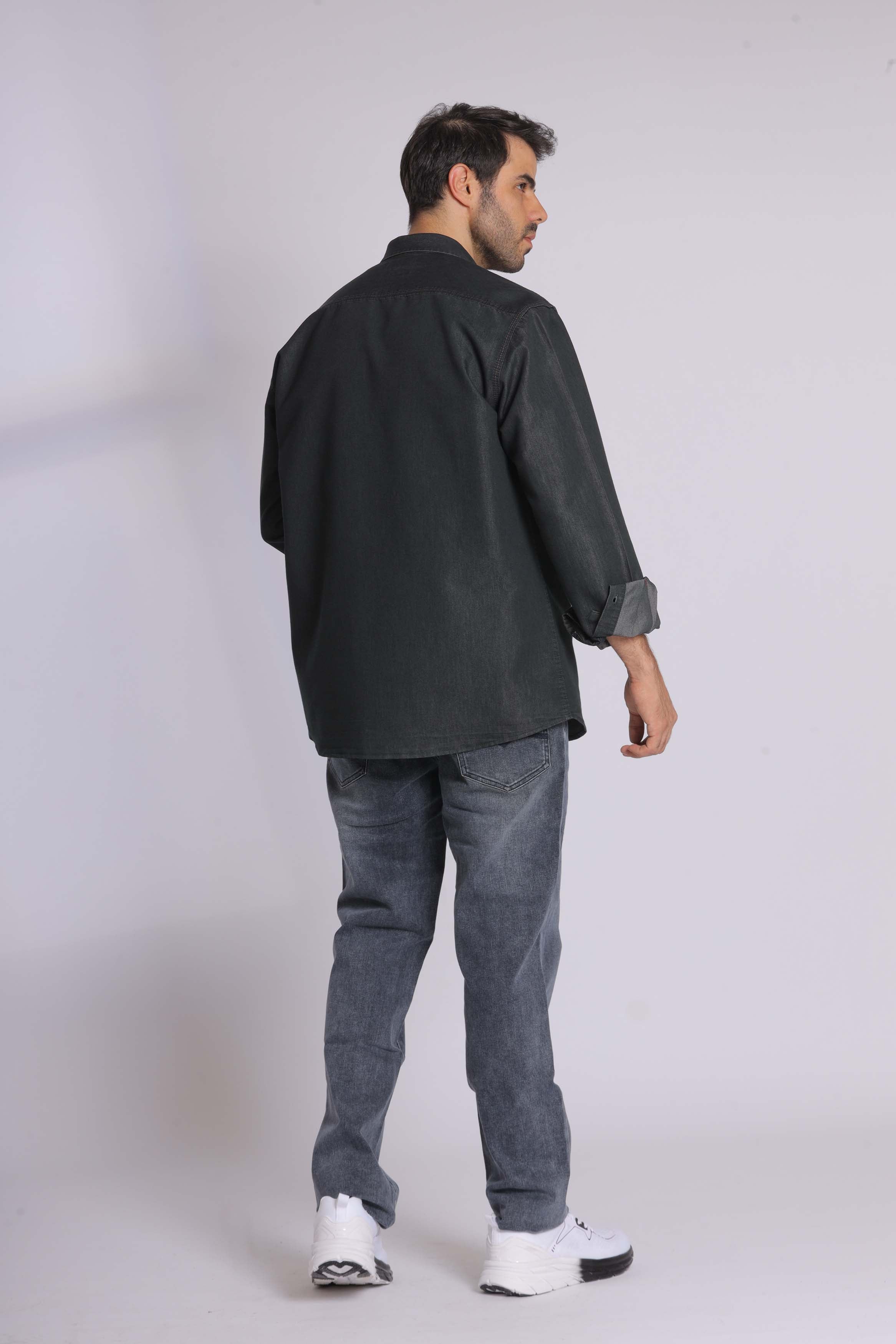 Black Denim Long Sleeve Shirt