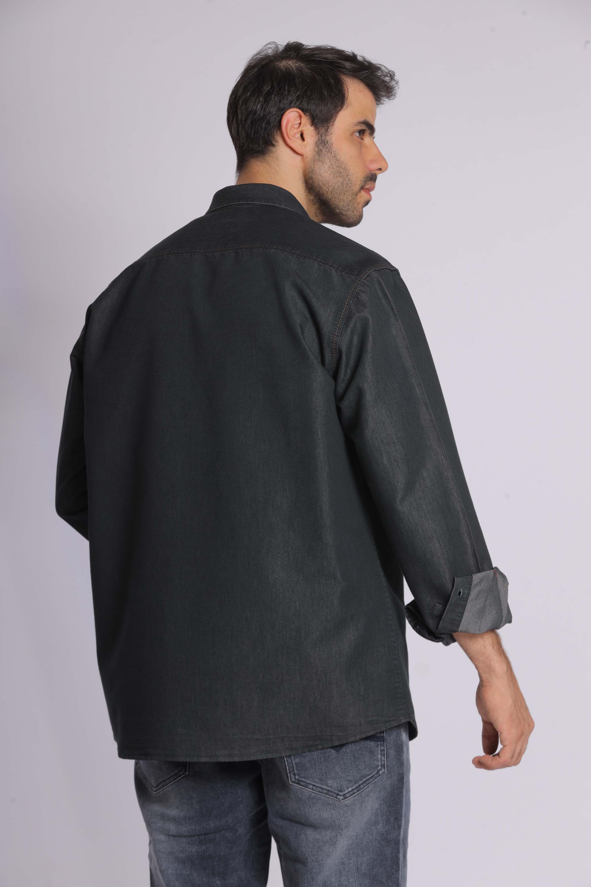 Black Denim Long Sleeve Shirt