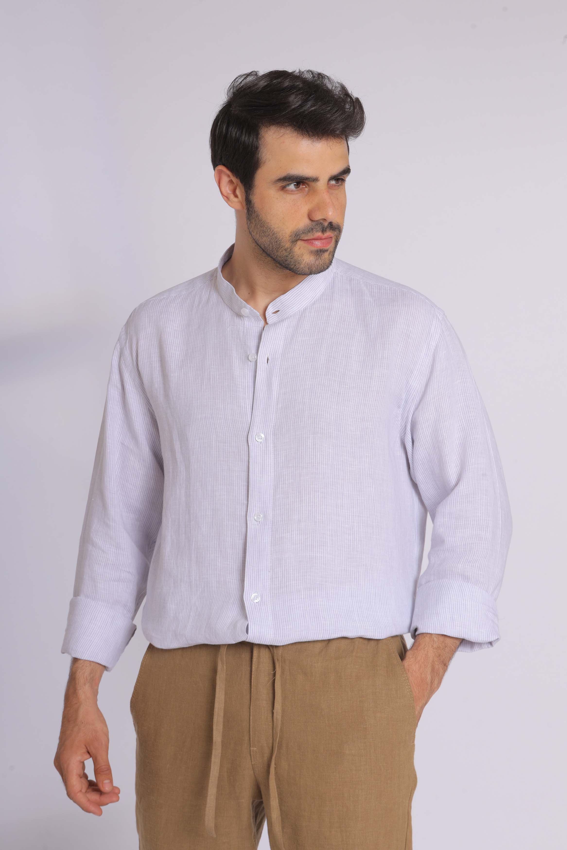 Grandad Collar Long Sleeve Shirt