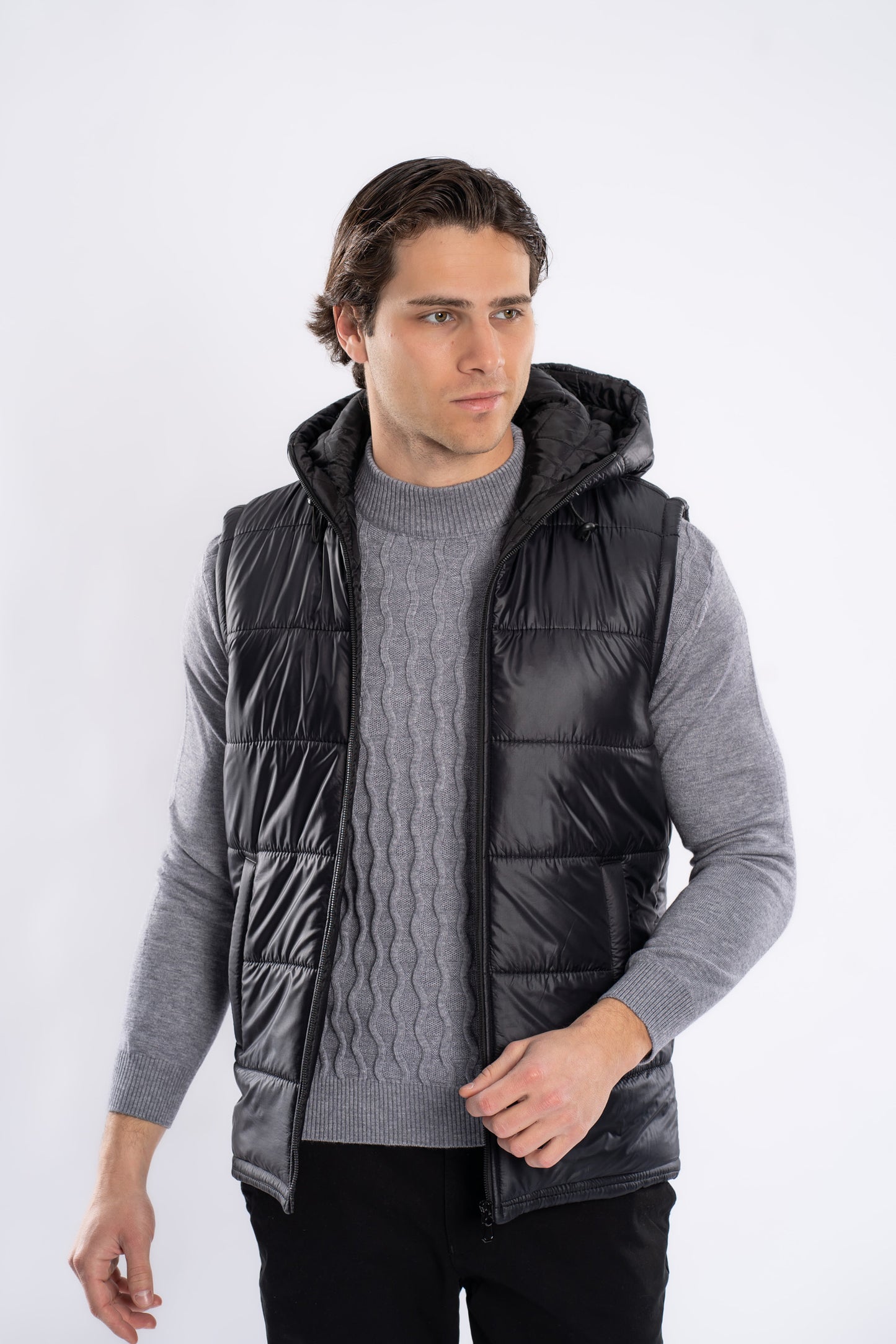 Hooded Waterproof Vest Lined With Fiber