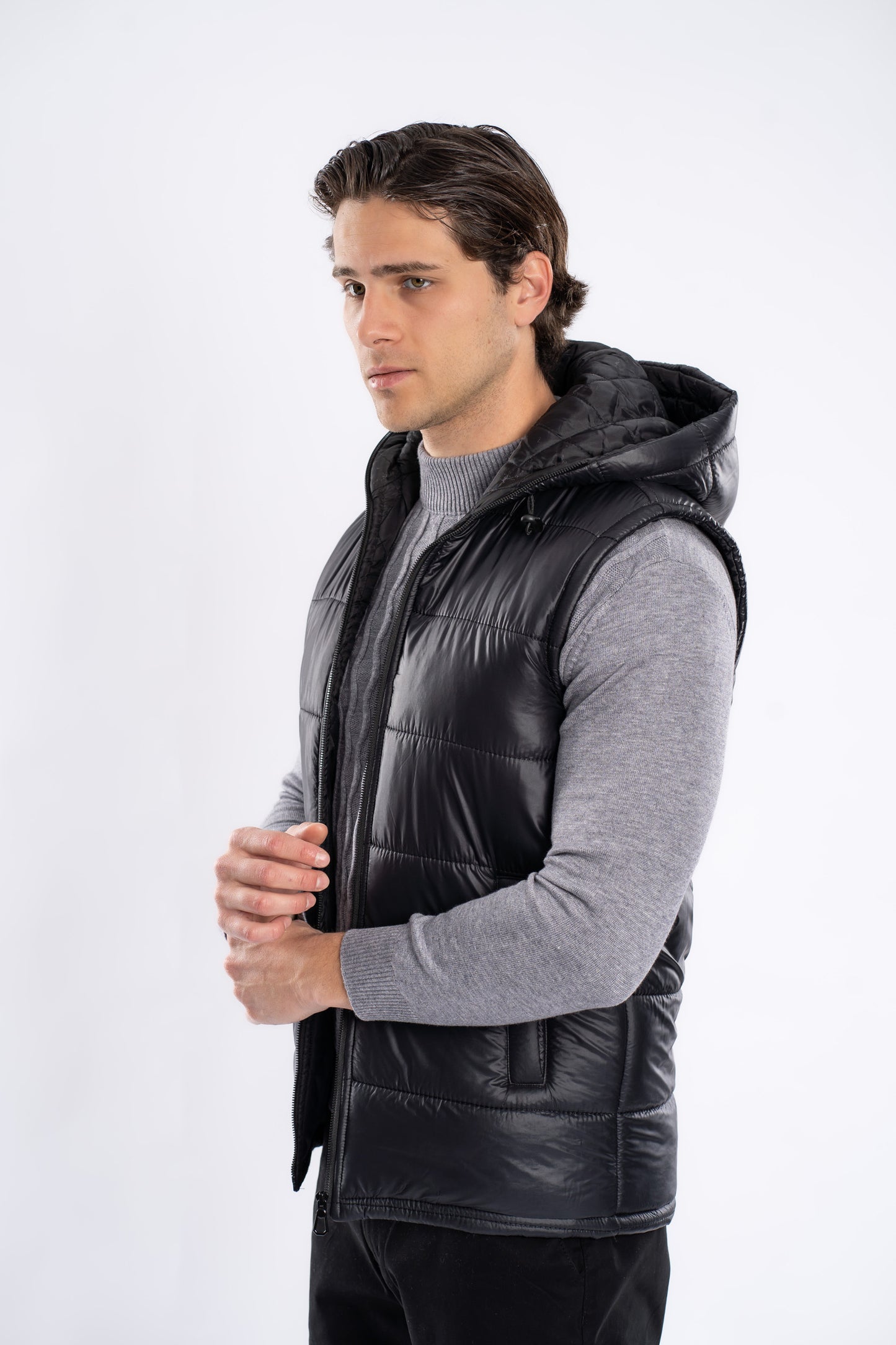 Hooded Waterproof Vest Lined With Fiber